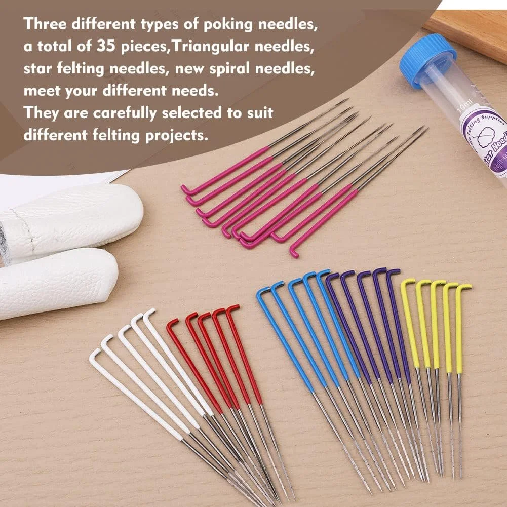 SUVSOON 35 عدد سوزن نمد دوزی، ابزار نمد دوزی پشمی برای مبتدیان، کیت ابزار سوزن های نمد دوزی رنگارنگ برای پروژه های نمد دوزی پشمی DIY