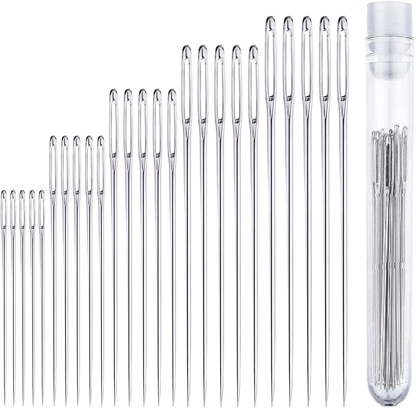 25 عدد سوزن بخیه چشم بزرگ در 5 سایز، سوزن های بخیه دستی چشم بزرگ، سوزن های بخیه بافندگی، سوزن های نخ گلدوزی با لوله ذخیره سازی شفاف برای تعمیرات خیاطی 25 عدد سوزن بخیه چشم بزرگ در 5 سایز، سوزن های بخیه دستی چشم بزرگ، سوزن های بخیه بافندگی، سوزن های نخ گلدوزی با لوله ذخیره سازی شفاف برای تعمیرات خیاطی