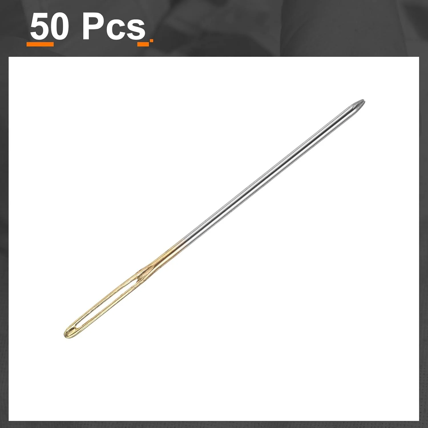 سورسینگ مپ 50 عدد سوزن روکش دوزی قطر 0.94 میلی متر طول 40.5 میلی متر (1.59 اینچ) سوزن های دستی خیاطی بخیه چشم بزرگ استیل ضد زنگ برای چرم، ملیله دوزی، گلدوزی، تافتینگ، طلایی