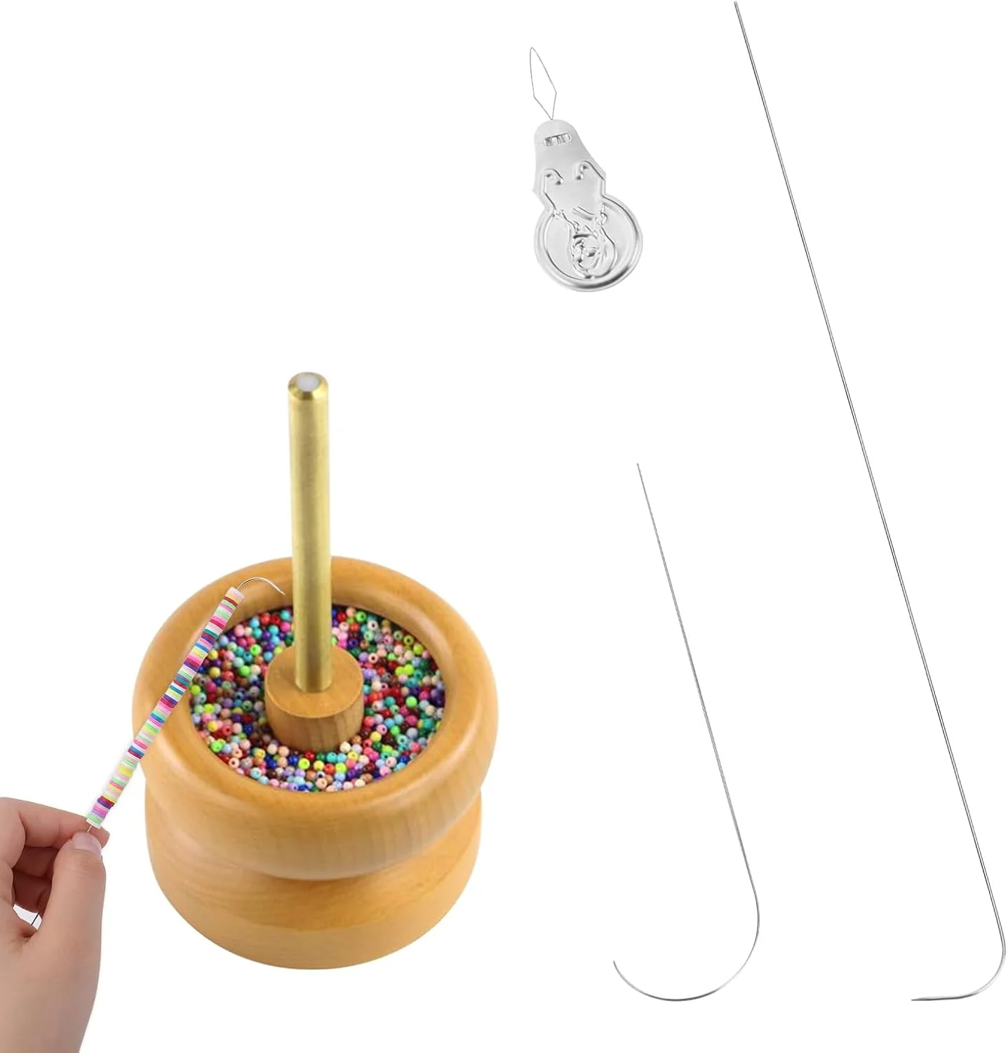 سوزن نخ‌کش مهره خمیده در یک انتها، استیل ضد زنگ نقره‌ای، سوزن‌های مهره‌زنی کارآمد برای اسپینر مهره، ساخت جواهرات DIY، مهره‌های کمری، دستبند، گردنبند، 3 عدد