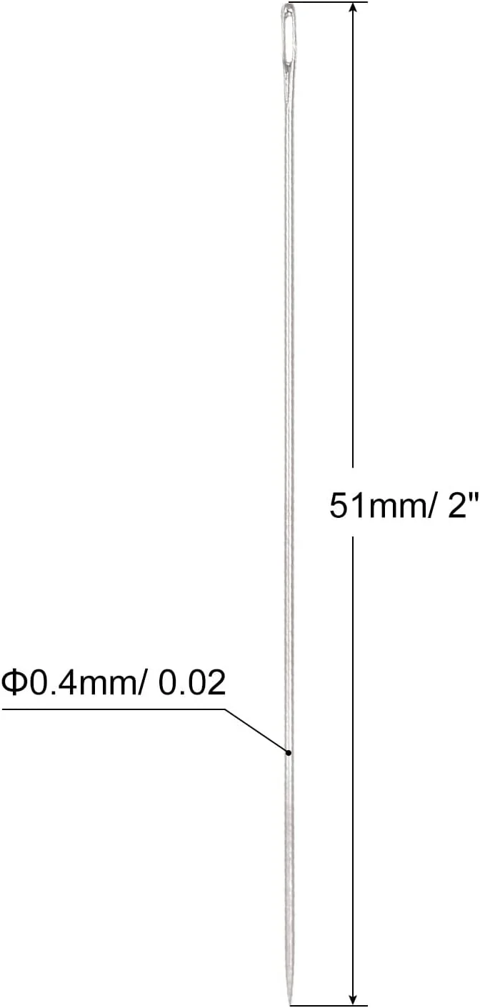 یوکسل 60 عدد سوزن مهره‌دوزی نازک، بلند، صاف، نخ‌های گلدوزی استیل ضد زنگ 5.1 سانتی‌متر