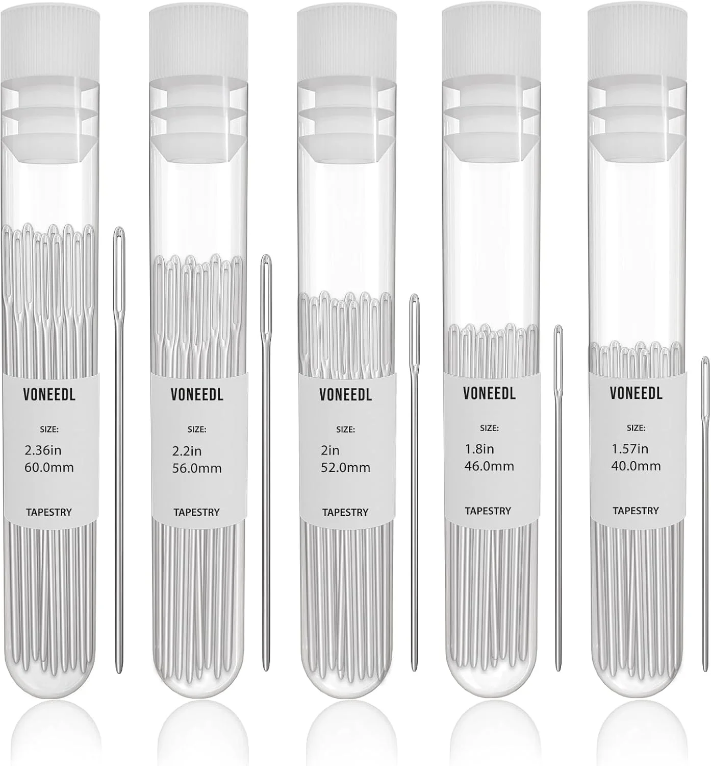 سوزن های کوبلن سر گرد چشم بزرگ VONEEDL (بسته 45 عددی) به همراه 5 محفظه نگهداری - استیل ضد زنگ - ایده آل برای رفو، گلدوزی، شماره دوزی، صنایع دستی، بافندگی، و بافت سوزن های کوبلن سر گرد چشم بزرگ VONEEDL (بسته 45 عددی) به همراه 5 محفظه نگهداری - استیل ضد زنگ - ایده آل برای رفو، گلدوزی، شماره دوزی، صنایع دستی، بافندگی، و بافت