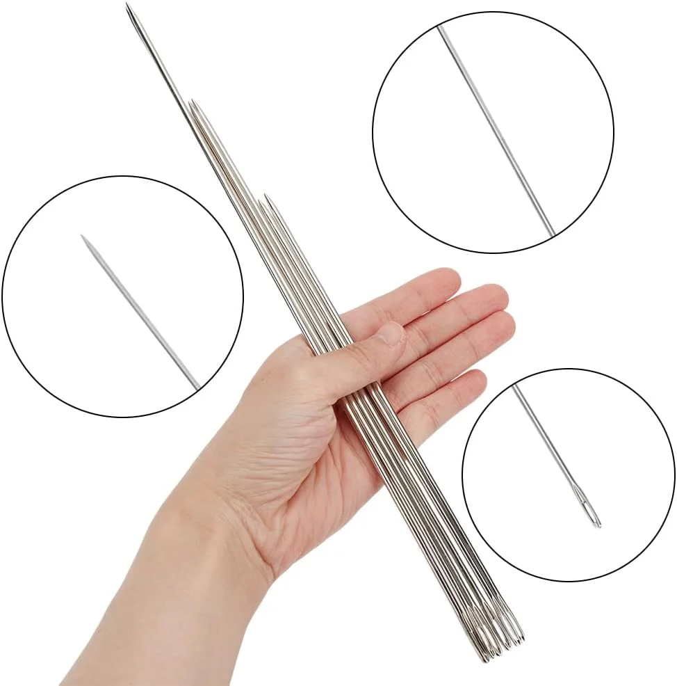 مجموعه 6 عددی سوزن های روکش دوزی حرفه ای WADORN در 3 سایز، سوزن های خیاطی بلند 8/10/12 اینچی با سوراخ بزرگ و نخ کشی آسان برای روکش دوزی، چرم، پروژه های صنایع دستی خانگی، تعمیر و دوخت مجموعه 6 عددی سوزن های روکش دوزی حرفه ای WADORN در 3 سایز، سوزن های خیاطی بلند 8/10/12 اینچی با سوراخ بزرگ و نخ کشی آسان برای روکش دوزی، چرم، پروژه های صنایع دستی خانگی، تعمیر و دوخت