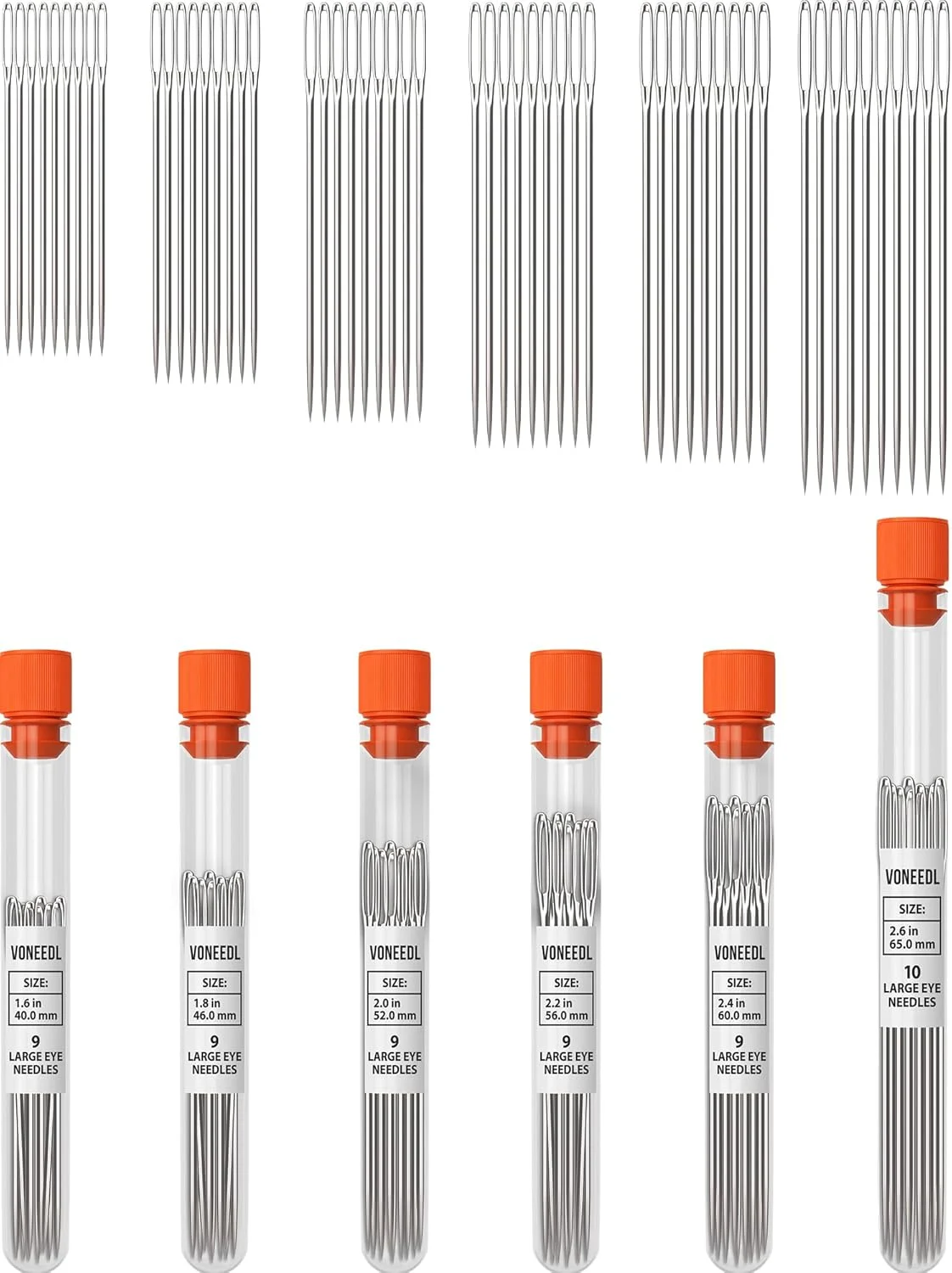 مجموعه 60 عددی سوزنهای خیاطی چشم بزرگ و مقاوم VONEEDL با 6 محفظه نگهداری - سوزنهای گلدوزی تیز با چشم بزرگ برای نخکشی آسان، لحافدوزی، شمارهدوزی، صنایع دستی و DIY مجموعه 60 عددی سوزنهای خیاطی چشم بزرگ و مقاوم VONEEDL با 6 محفظه نگهداری - سوزنهای گلدوزی تیز با چشم بزرگ برای نخکشی آسان، لحافدوزی، شمارهدوزی، صنایع دستی و DIY
