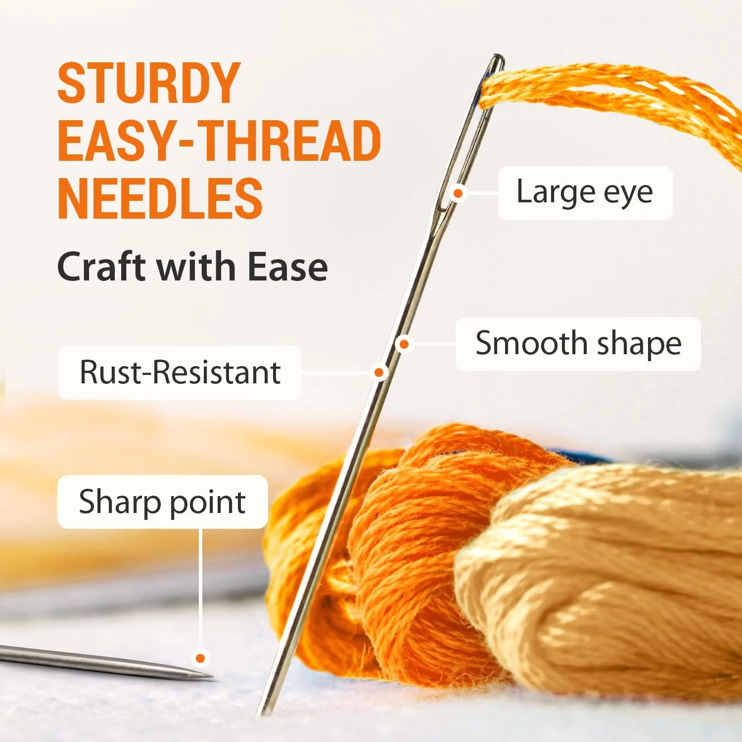 مجموعه 60 عددی سوزن‌های خیاطی چشم بزرگ و مقاوم VONEEDL با 6 محفظه نگهداری - سوزن‌های گلدوزی تیز با چشم بزرگ برای نخ‌کشی آسان، لحاف‌دوزی، شماره‌دوزی، صنایع دستی و DIY