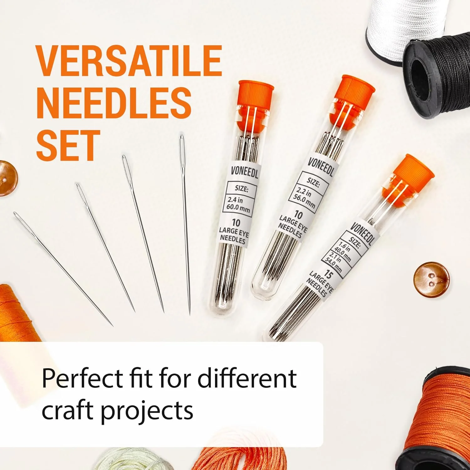 VONEEDL بسته 35 عددی سوزن های خیاطی دستی چشم بزرگ و تیز در 4 اندازه مختلف - سوزن های گلدوزی با نخ کشی آسان - ایده آل برای لحاف دوزی، کاردستی، رفو، بافت، قلاب بافی و DIY VONEEDL بسته 35 عددی سوزن های خیاطی دستی چشم بزرگ و تیز در 4 اندازه مختلف - سوزن های گلدوزی با نخ کشی آسان - ایده آل برای لحاف دوزی، کاردستی، رفو، بافت، قلاب بافی و DIY