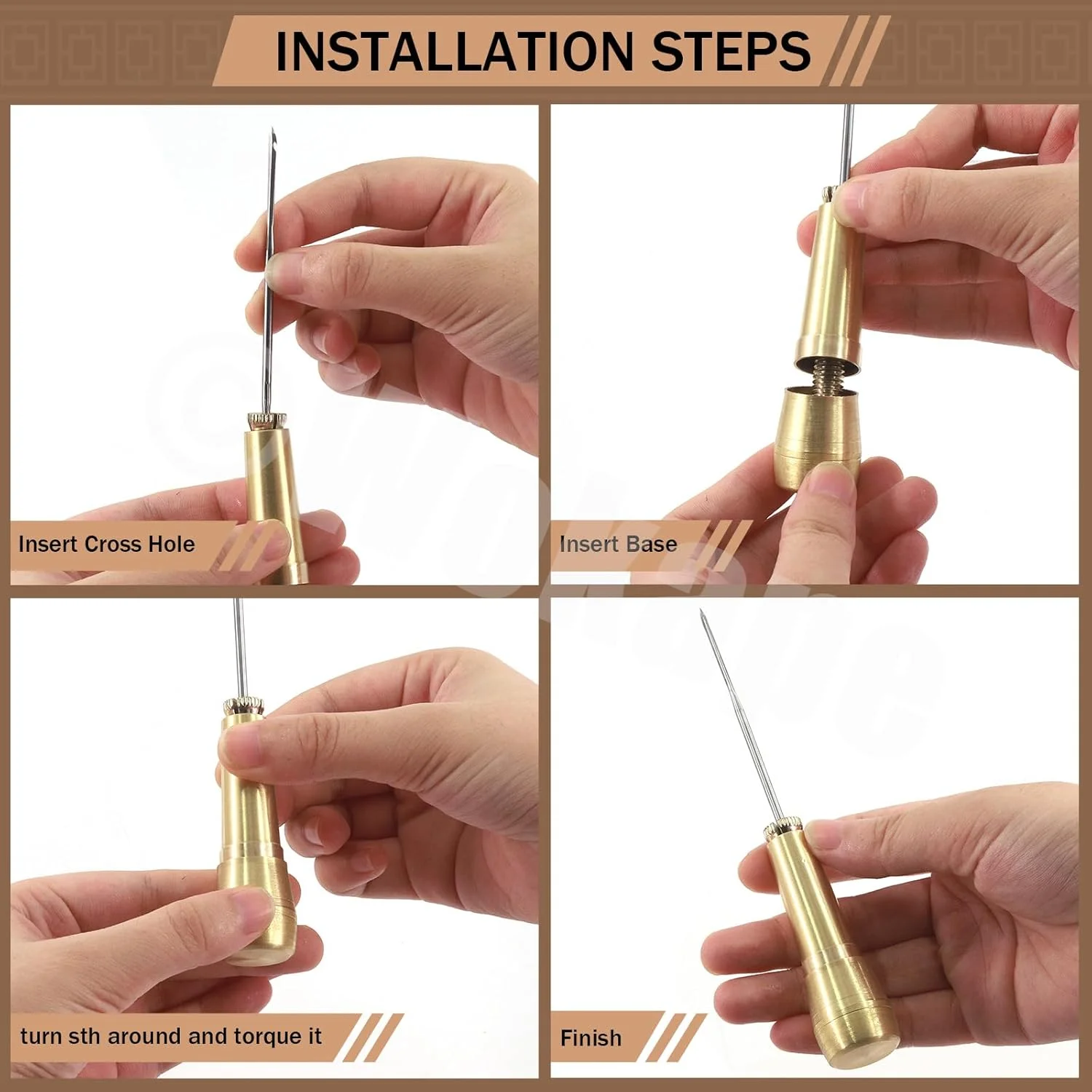 مجموعه سوزنهای درفش خیاطی چرم و برزنت Wokape شامل 10 عدد سوزنهای صاف و خمیده، 3 رنگ نخ نایلونی مومزده 50 متری با قرقره، دسته مسی، انگشتانه برای DIY و تعمیر چرم مجموعه سوزنهای درفش خیاطی چرم و برزنت Wokape شامل 10 عدد سوزنهای صاف و خمیده، 3 رنگ نخ نایلونی مومزده 50 متری با قرقره، دسته مسی، انگشتانه برای DIY و تعمیر چرم