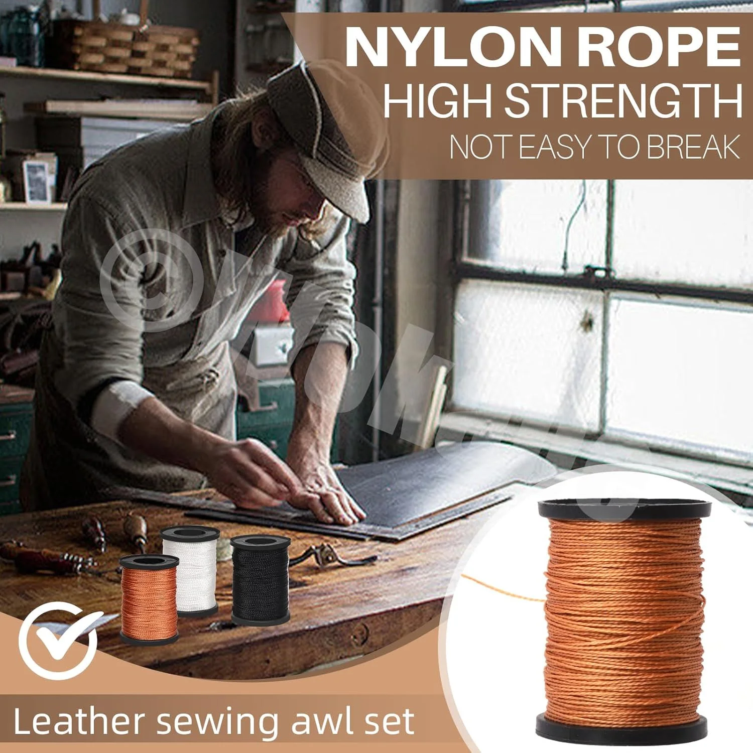 مجموعه سوزنهای درفش خیاطی چرم و برزنت Wokape شامل 10 عدد سوزنهای صاف و خمیده، 3 رنگ نخ نایلونی مومزده 50 متری با قرقره، دسته مسی، انگشتانه برای DIY و تعمیر چرم مجموعه سوزنهای درفش خیاطی چرم و برزنت Wokape شامل 10 عدد سوزنهای صاف و خمیده، 3 رنگ نخ نایلونی مومزده 50 متری با قرقره، دسته مسی، انگشتانه برای DIY و تعمیر چرم