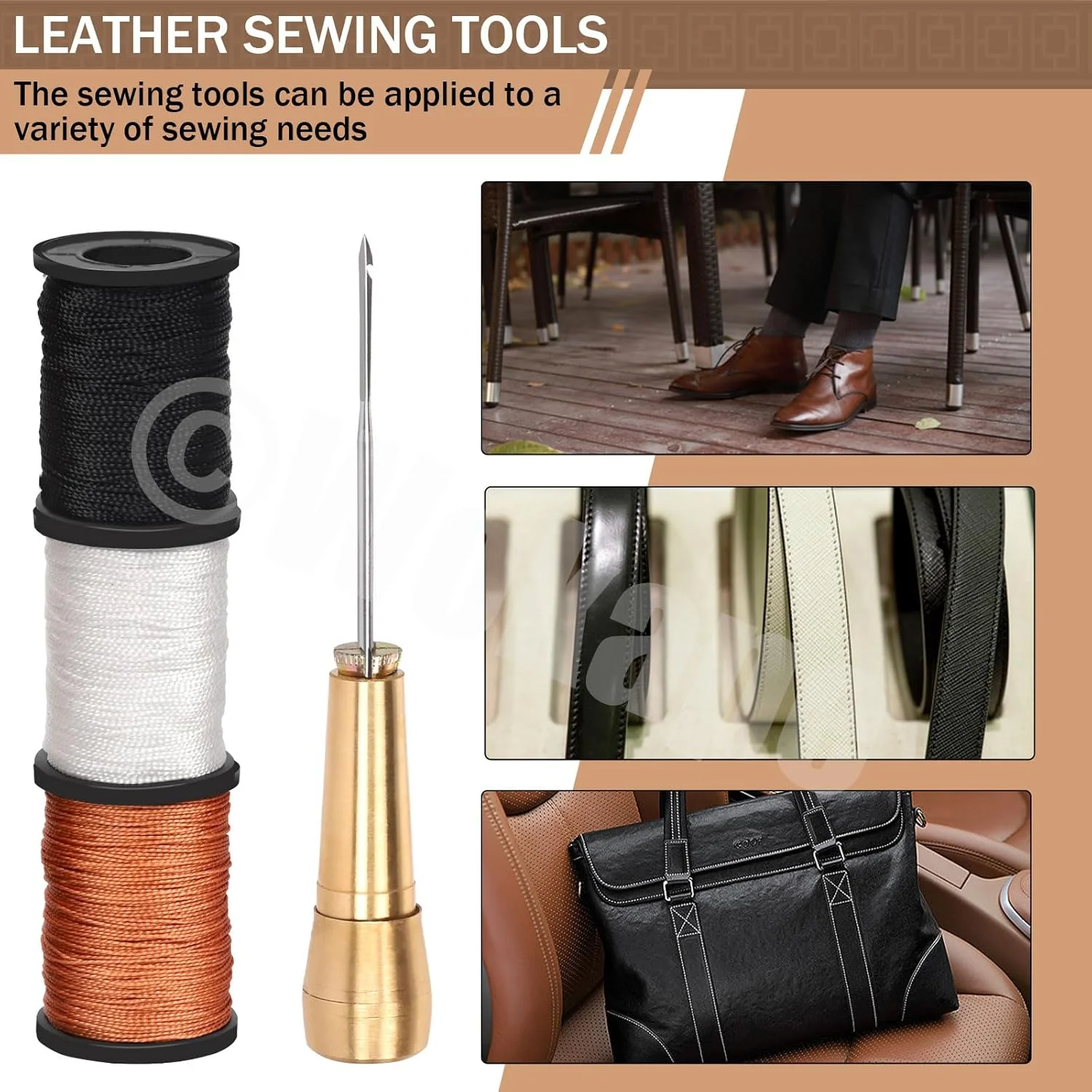 مجموعه سوزنهای درفش خیاطی چرم و برزنت Wokape شامل 10 عدد سوزنهای صاف و خمیده، 3 رنگ نخ نایلونی مومزده 50 متری با قرقره، دسته مسی، انگشتانه برای DIY و تعمیر چرم مجموعه سوزنهای درفش خیاطی چرم و برزنت Wokape شامل 10 عدد سوزنهای صاف و خمیده، 3 رنگ نخ نایلونی مومزده 50 متری با قرقره، دسته مسی، انگشتانه برای DIY و تعمیر چرم