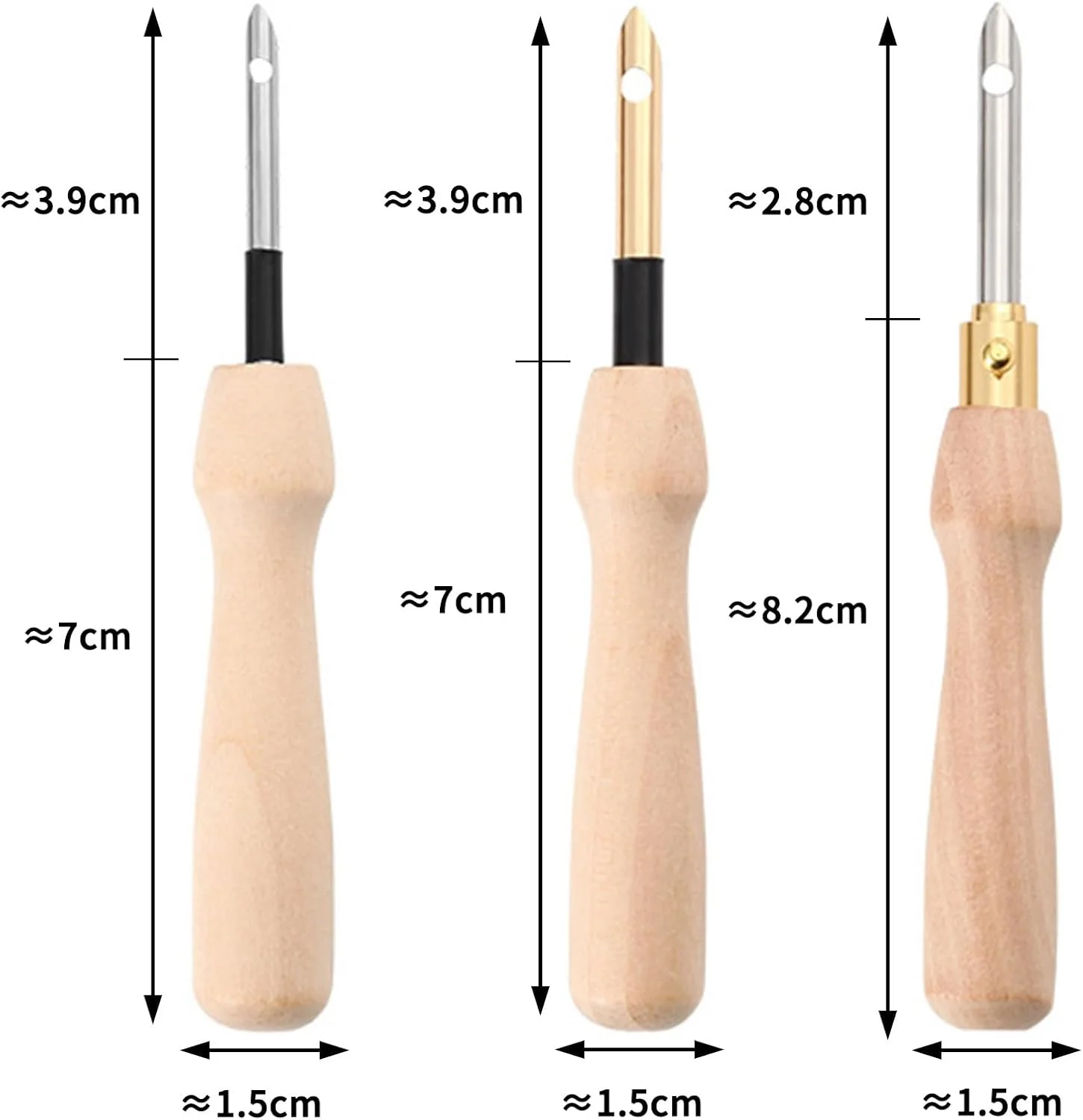 مجموعه 3 عددی سوزن پانچ گلدوزی Xiciki، قلم گلدوزی سوزنی با دسته چوبی، قابل حمل و قابل تنظیم برای گلدوزی