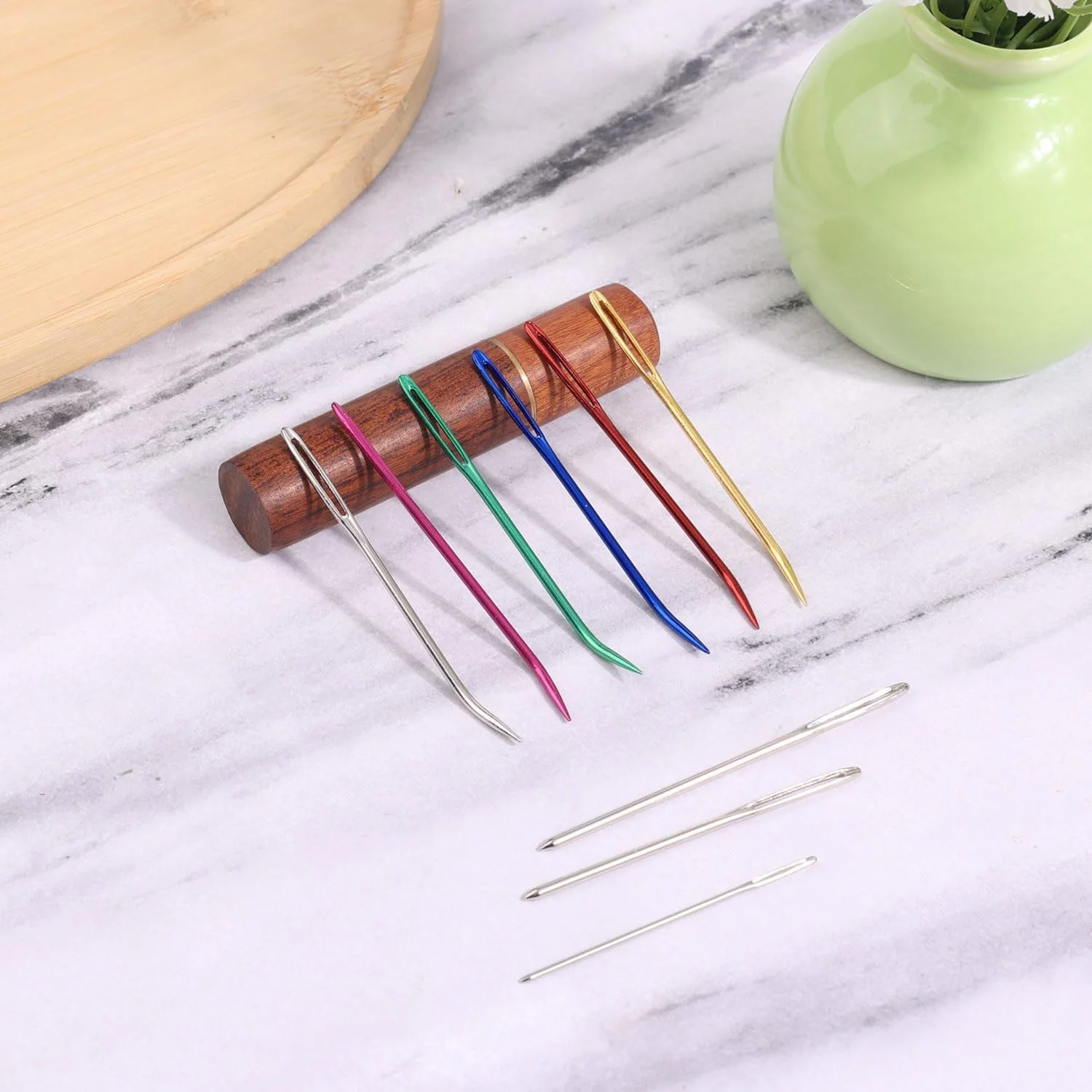 XIHIRCD ست 18 عددی سوزن های بافندگی دستی چشم بزرگ، کیت سوزن های خیاطی آلومینیومی چشم بزرگ با سوزن خمیده و سوزن کند و جعبه سوزن چوبی برای پروژه های لحاف دوزی، مهره دوزی، قلاب بافی برای نخ، کاموا و پشم XIHIRCD ست 18 عددی سوزن های بافندگی دستی چشم بزرگ، کیت سوزن های خیاطی آلومینیومی چشم بزرگ با سوزن خمیده و سوزن کند و جعبه سوزن چوبی برای پروژه های لحاف دوزی، مهره دوزی، قلاب بافی برای نخ، کاموا و پشم