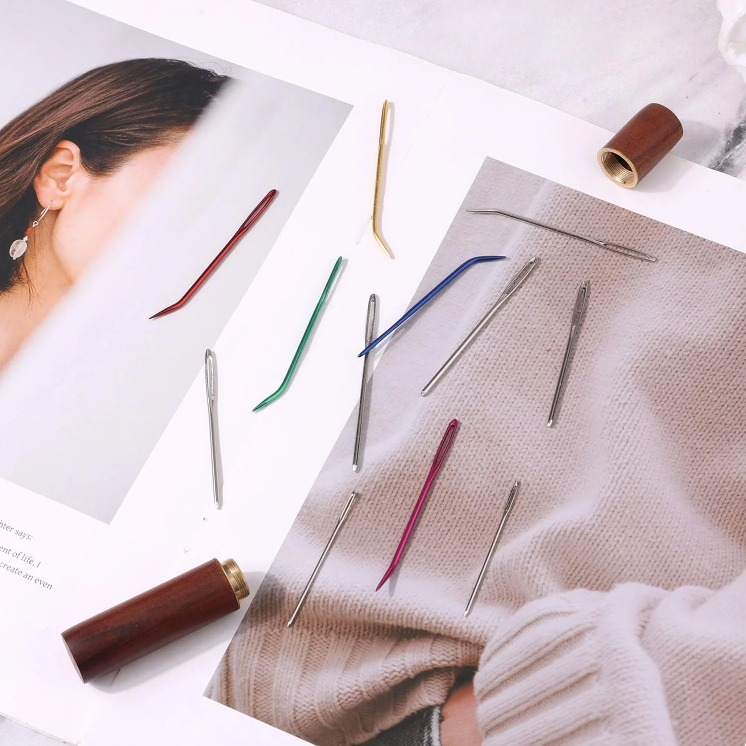 XIHIRCD ست 18 عددی سوزن های بافندگی دستی چشم بزرگ، کیت سوزن های خیاطی آلومینیومی چشم بزرگ با سوزن خمیده و سوزن کند و جعبه سوزن چوبی برای پروژه های لحاف دوزی، مهره دوزی، قلاب بافی برای نخ، کاموا و پشم XIHIRCD ست 18 عددی سوزن های بافندگی دستی چشم بزرگ، کیت سوزن های خیاطی آلومینیومی چشم بزرگ با سوزن خمیده و سوزن کند و جعبه سوزن چوبی برای پروژه های لحاف دوزی، مهره دوزی، قلاب بافی برای نخ، کاموا و پشم