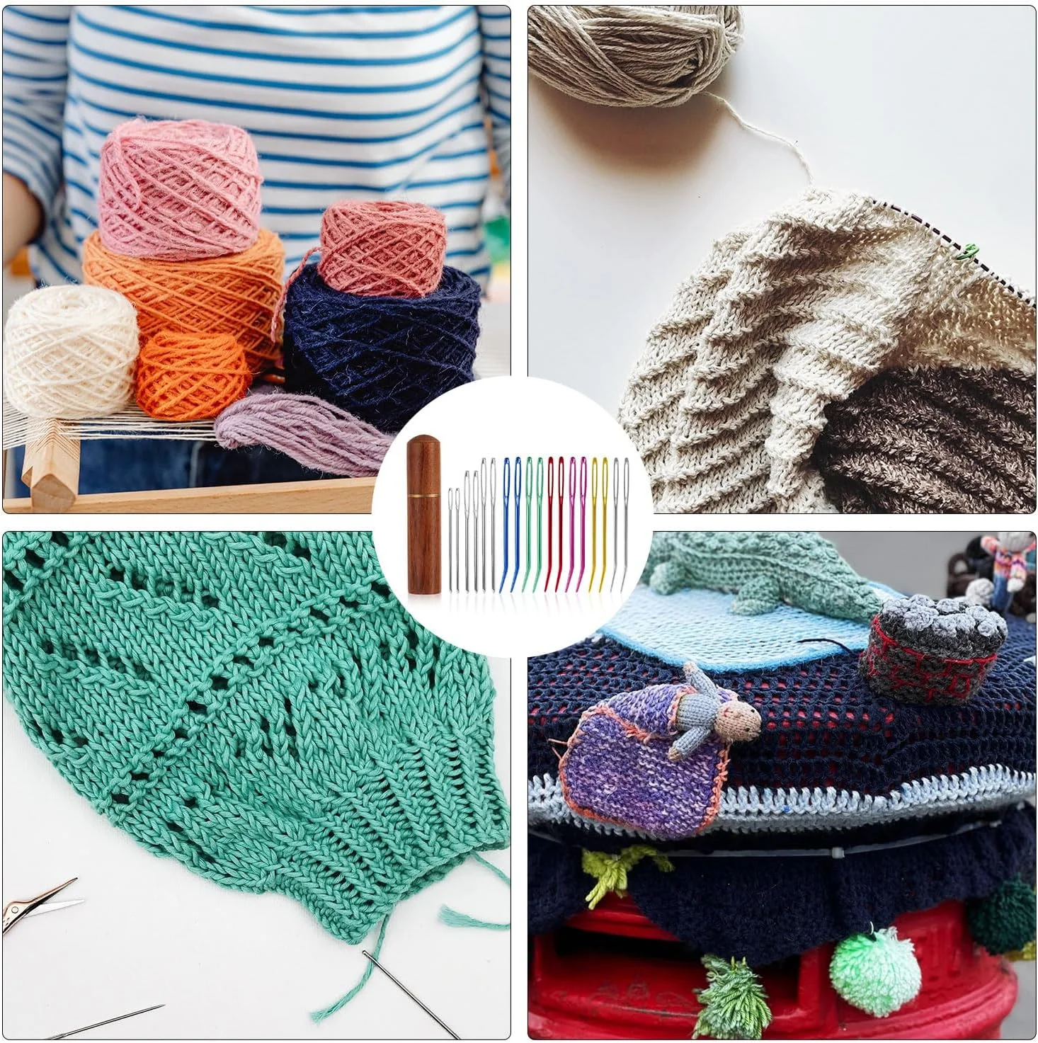 XIHIRCD ست 18 عددی سوزن های بافندگی دستی چشم بزرگ، کیت سوزن های خیاطی آلومینیومی چشم بزرگ با سوزن خمیده و سوزن کند و جعبه سوزن چوبی برای پروژه های لحاف دوزی، مهره دوزی، قلاب بافی برای نخ، کاموا و پشم XIHIRCD ست 18 عددی سوزن های بافندگی دستی چشم بزرگ، کیت سوزن های خیاطی آلومینیومی چشم بزرگ با سوزن خمیده و سوزن کند و جعبه سوزن چوبی برای پروژه های لحاف دوزی، مهره دوزی، قلاب بافی برای نخ، کاموا و پشم