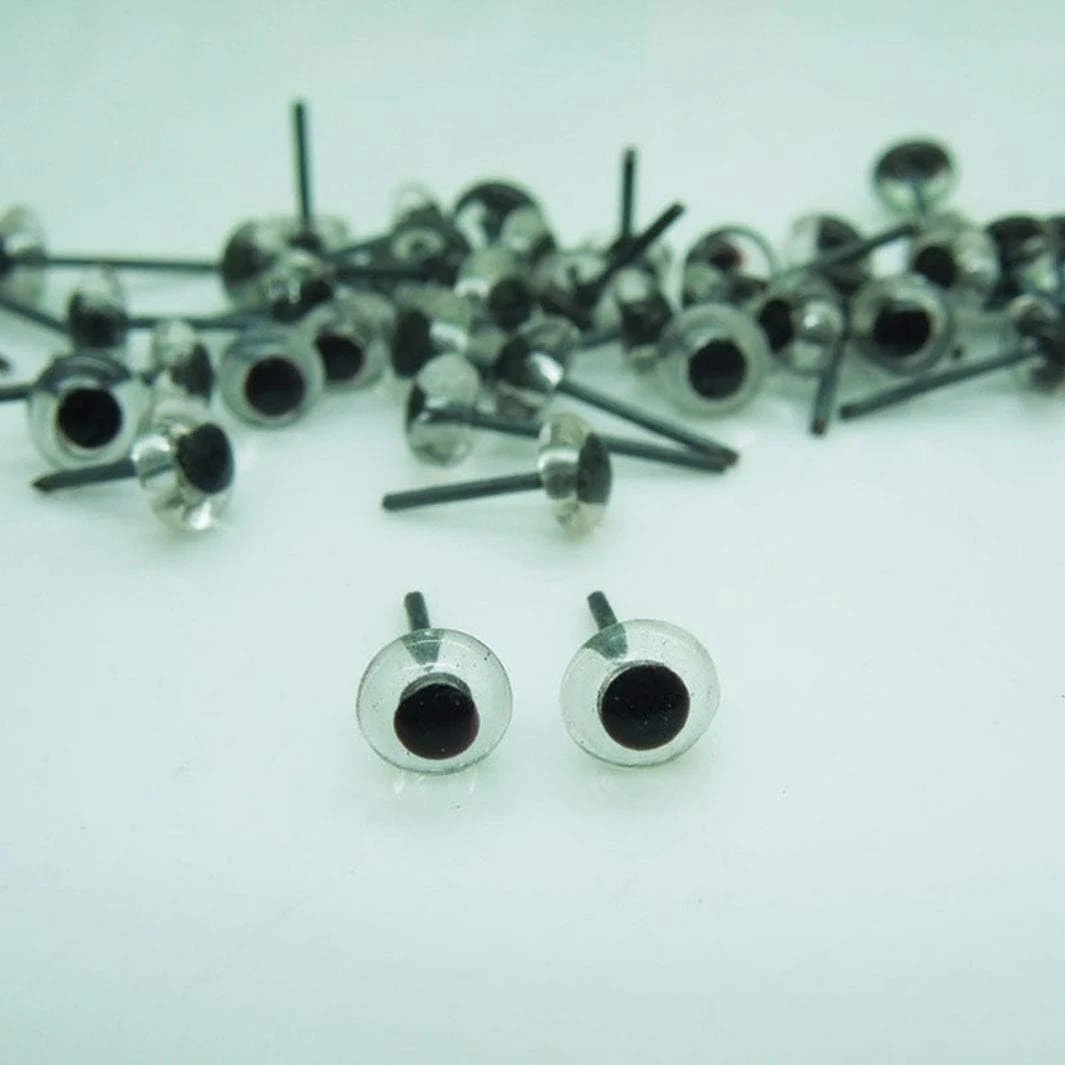 YJZ 80 عدد چشم شیشه ای مشکی شفاف 3-10 میلی متری، کیت مواد نمدی سوزنی، لوازم جانبی DIY، چشم نوع سوزنی لوبیا سیاه برای عروسک های خرس عروسکی