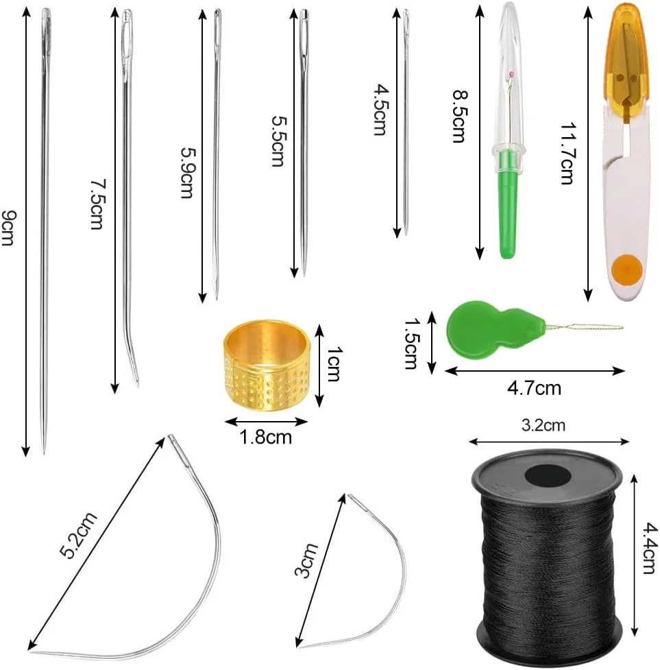 کیت تعمیرات روکش مبلمان Yontree YF شامل 17 قطعه، سوزن و نخ خیاطی چرم، ابزار دوخت دستی با سوزن های نوع C برای ساخت بوم، فرش، کیف پول و خز