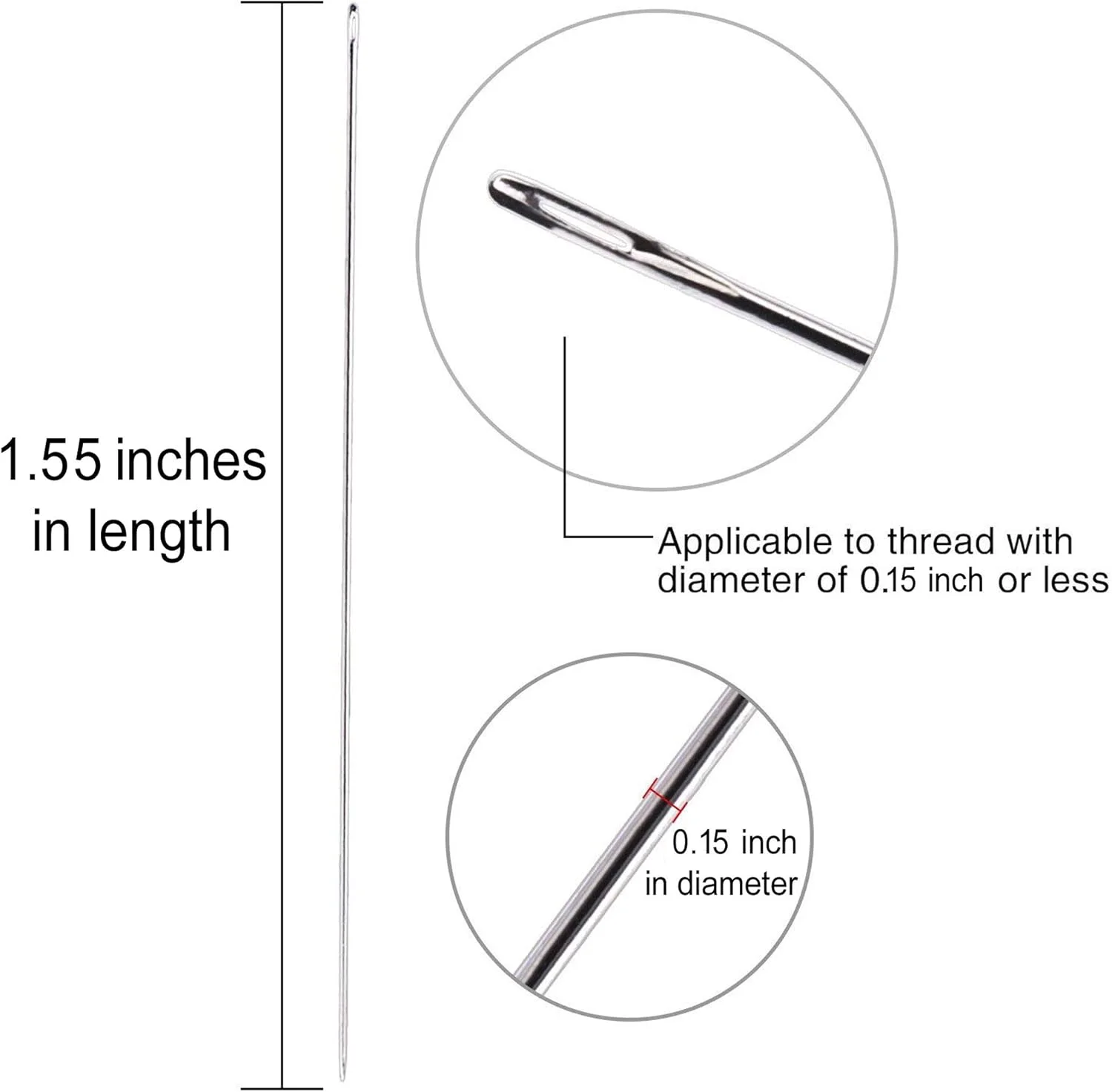 سوزن های مهره دوزی ZP Crafts سایز 11 (25 عدد) به همراه لوله نگهداری سوزن
