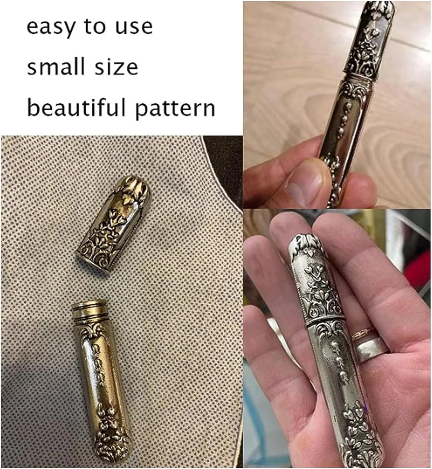 Zerodis سوزن های خیاطی قابل حمل وینتیج، جعبه سوزن خیاطی، نگهدارنده سوزن به سبک عتیقه وینتیج، نگهدارنده سوزن گلدوزی فلزی قابل حمل برای سوزن های خیاطی دستی، جعبه سوزن به سبک وینتیج (نقره ای)