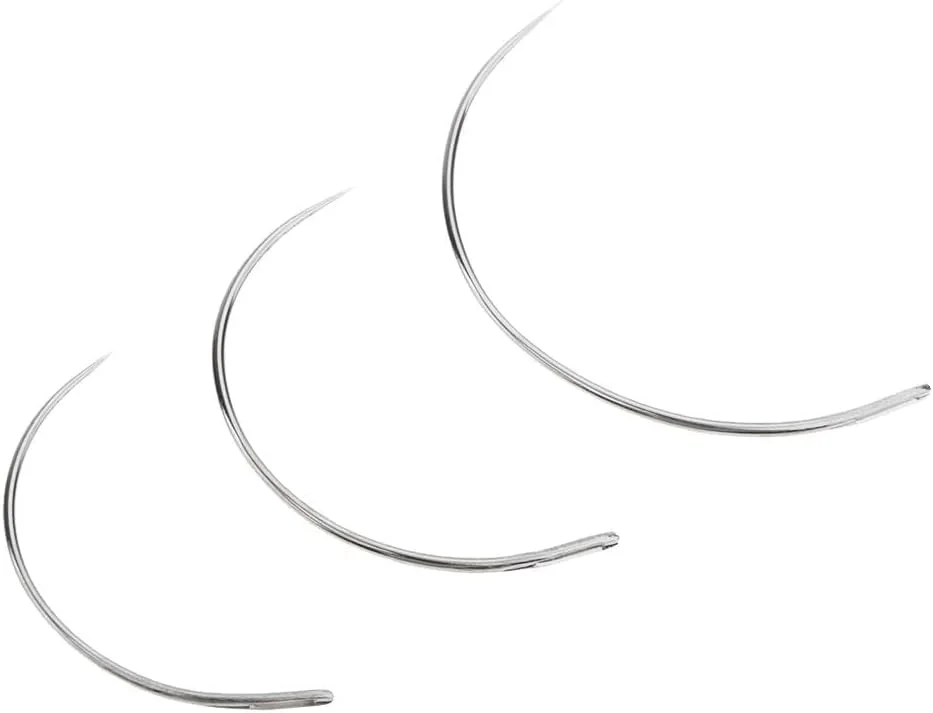 سوزن های خمیده زالاتی، 3 عدد سوزن خیاطی برای تعمیرات خیاطی، فرش، چرم، بوم، بافتنی - نقره ای