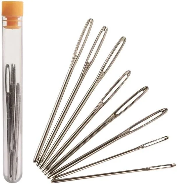 یوان هولومید ست سوزن فلزی چشم بزرگ نقره ای 9 عددی، سوزن های خیاطی چشم بزرگ، ابزار گلدوزی استیل ضد زنگ، لوازم خیاطی چرمی، سوزن های تیز خیاطی