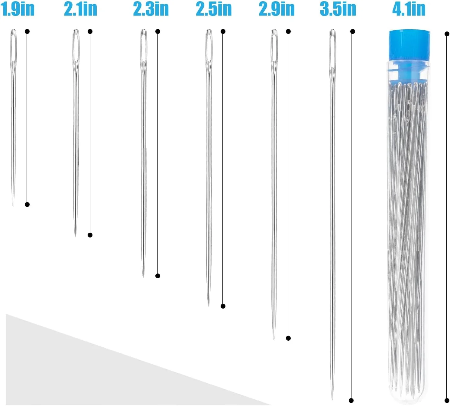 Ybxjges 60 عدد سوزن خیاطی چشم بزرگ برای چرم، 6 سایز سوزن خیاطی دستی سوزن نخ گلدوزی برای صنایع دستی هنری خیاطی دستی Ybxjges 60 عدد سوزن خیاطی چشم بزرگ برای چرم، 6 سایز سوزن خیاطی دستی سوزن نخ گلدوزی برای صنایع دستی هنری خیاطی دستی