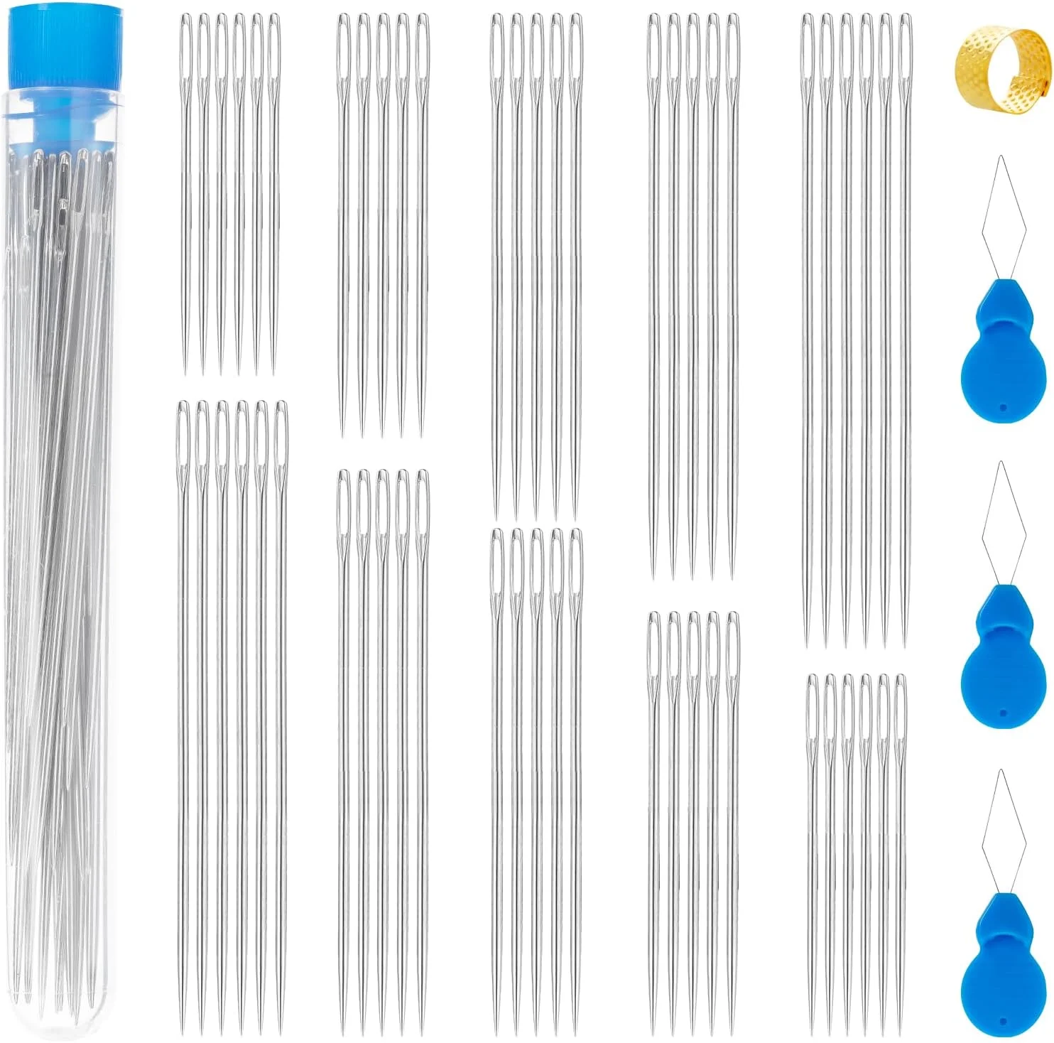 Ybxjges 60 عدد سوزن خیاطی چشم بزرگ برای چرم، 6 سایز سوزن خیاطی دستی سوزن نخ گلدوزی برای صنایع دستی هنری خیاطی دستی Ybxjges 60 عدد سوزن خیاطی چشم بزرگ برای چرم، 6 سایز سوزن خیاطی دستی سوزن نخ گلدوزی برای صنایع دستی هنری خیاطی دستی