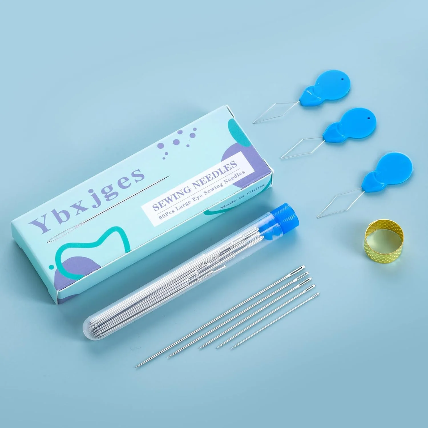 Ybxjges 60 عدد سوزن خیاطی چشم بزرگ برای چرم، 6 سایز سوزن خیاطی دستی سوزن نخ گلدوزی برای صنایع دستی هنری خیاطی دستی Ybxjges 60 عدد سوزن خیاطی چشم بزرگ برای چرم، 6 سایز سوزن خیاطی دستی سوزن نخ گلدوزی برای صنایع دستی هنری خیاطی دستی