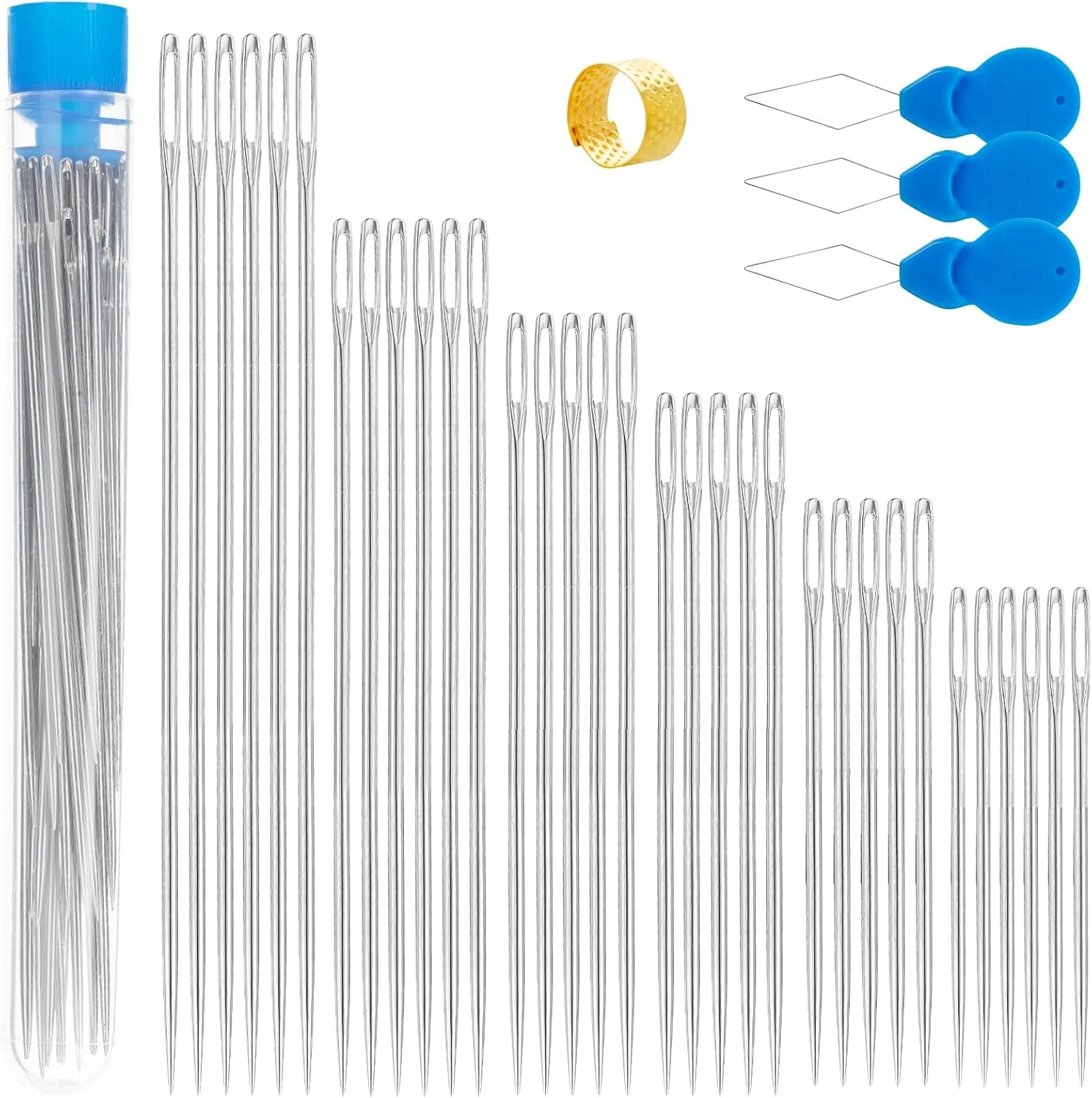Ybxjges 60 عدد سوزن خیاطی چشم بزرگ برای چرم، 6 سایز سوزن خیاطی دستی سوزن نخ گلدوزی برای صنایع دستی هنری خیاطی دستی Ybxjges 60 عدد سوزن خیاطی چشم بزرگ برای چرم، 6 سایز سوزن خیاطی دستی سوزن نخ گلدوزی برای صنایع دستی هنری خیاطی دستی