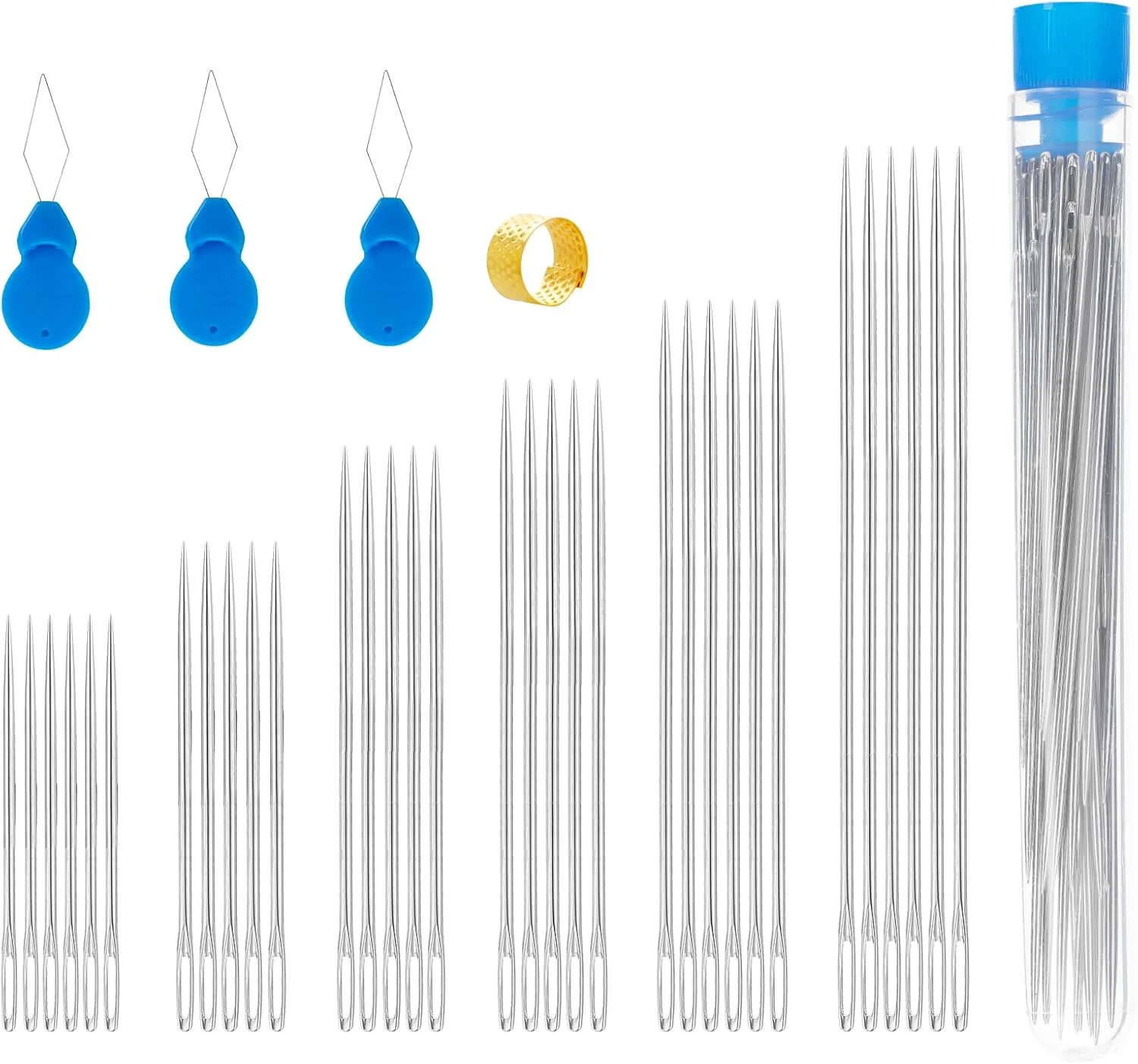 Ybxjges 60 عدد سوزن خیاطی چشم بزرگ برای چرم، 6 سایز سوزن خیاطی دستی سوزن نخ گلدوزی برای صنایع دستی هنری خیاطی دستی Ybxjges 60 عدد سوزن خیاطی چشم بزرگ برای چرم، 6 سایز سوزن خیاطی دستی سوزن نخ گلدوزی برای صنایع دستی هنری خیاطی دستی