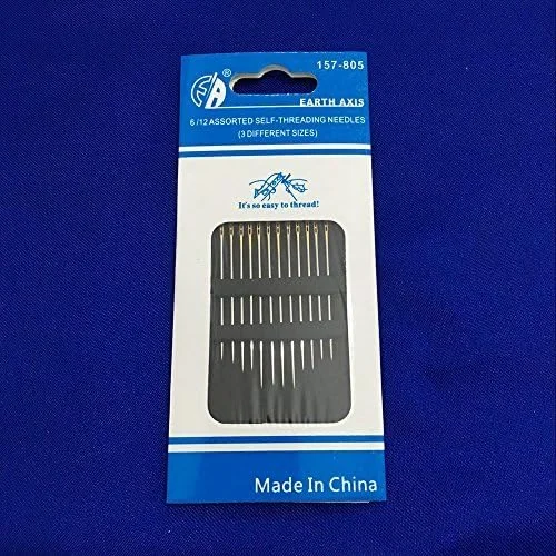 YEQIN بسته 4 عددی سوزن های خود نخ سه سایز برای گلدوزی، تعمیر و دوخت دستی