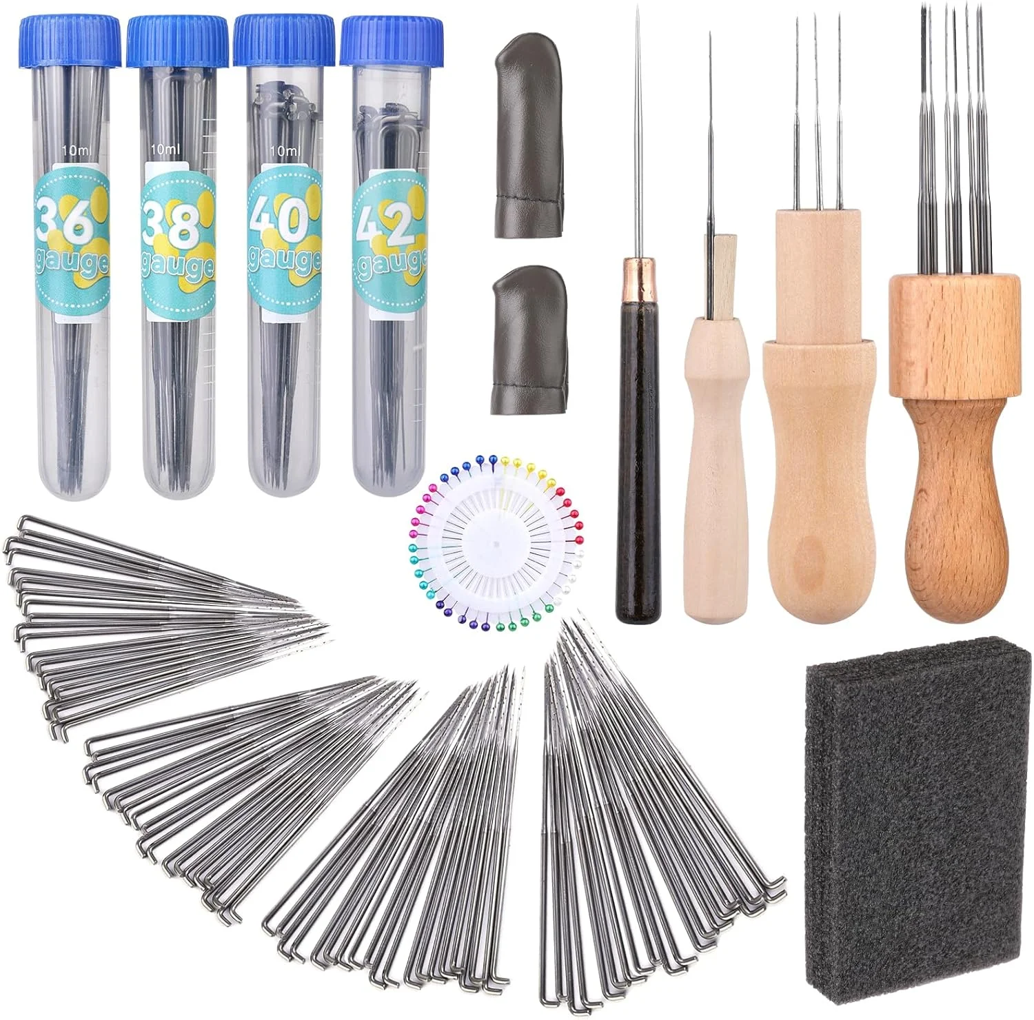 مجموعه 127 عددی سوزن نمد دوزی Yizzvb، سوزن های نمد دوزی در 4 سایز، ابزار نمد دوزی، مجموعه لوازم نمد دوزی پشمی با 3 نوع نگهدارنده چوبی، پد نمد دوزی، کیت استارتر نمد دوزی برای صنایع دستی DIY