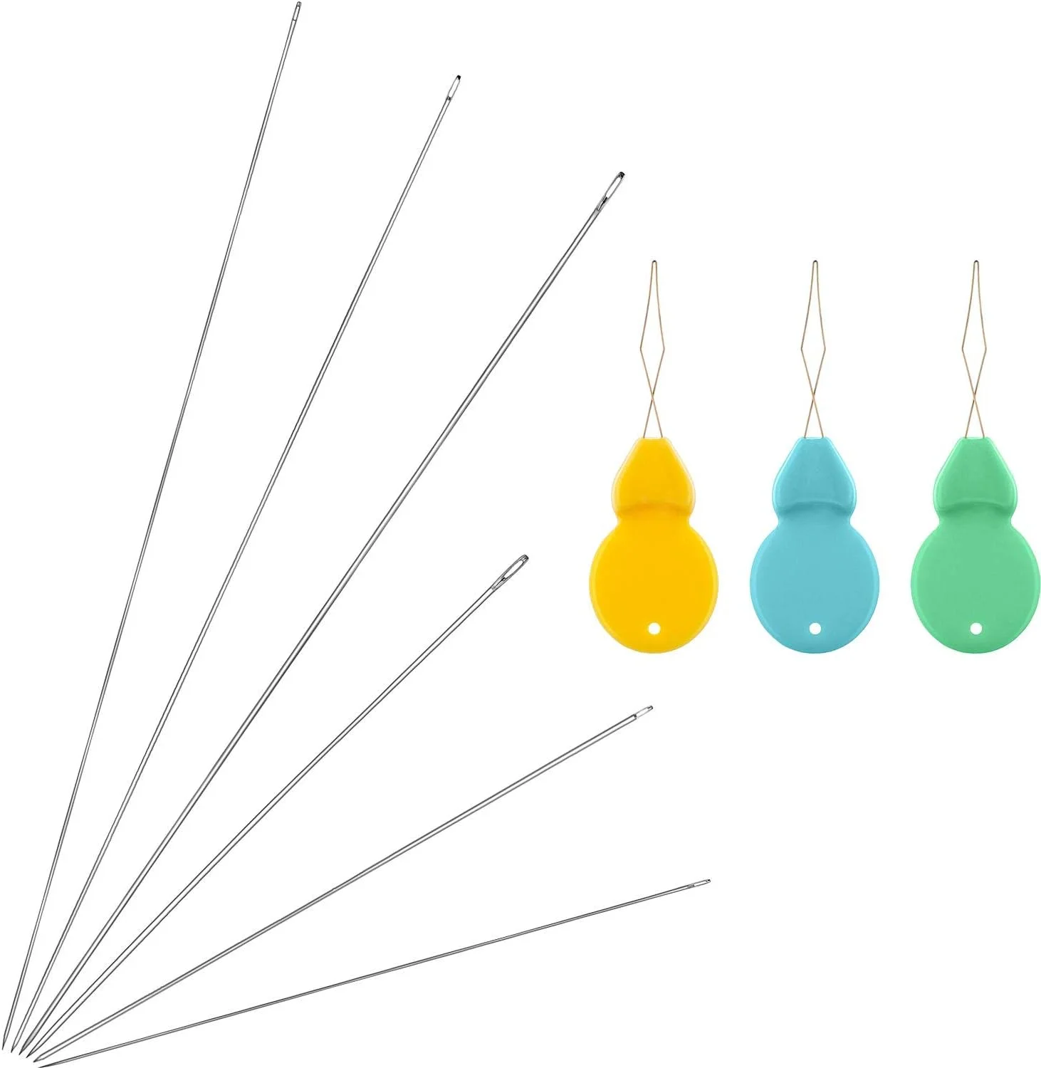 Xinnun بسته 6 عددی سوزن خیاطی سوزن های روکش دوزی سوزن مبل چرمی سوزن استوانه ای استیل ضد زنگ در اندازه های مختلف