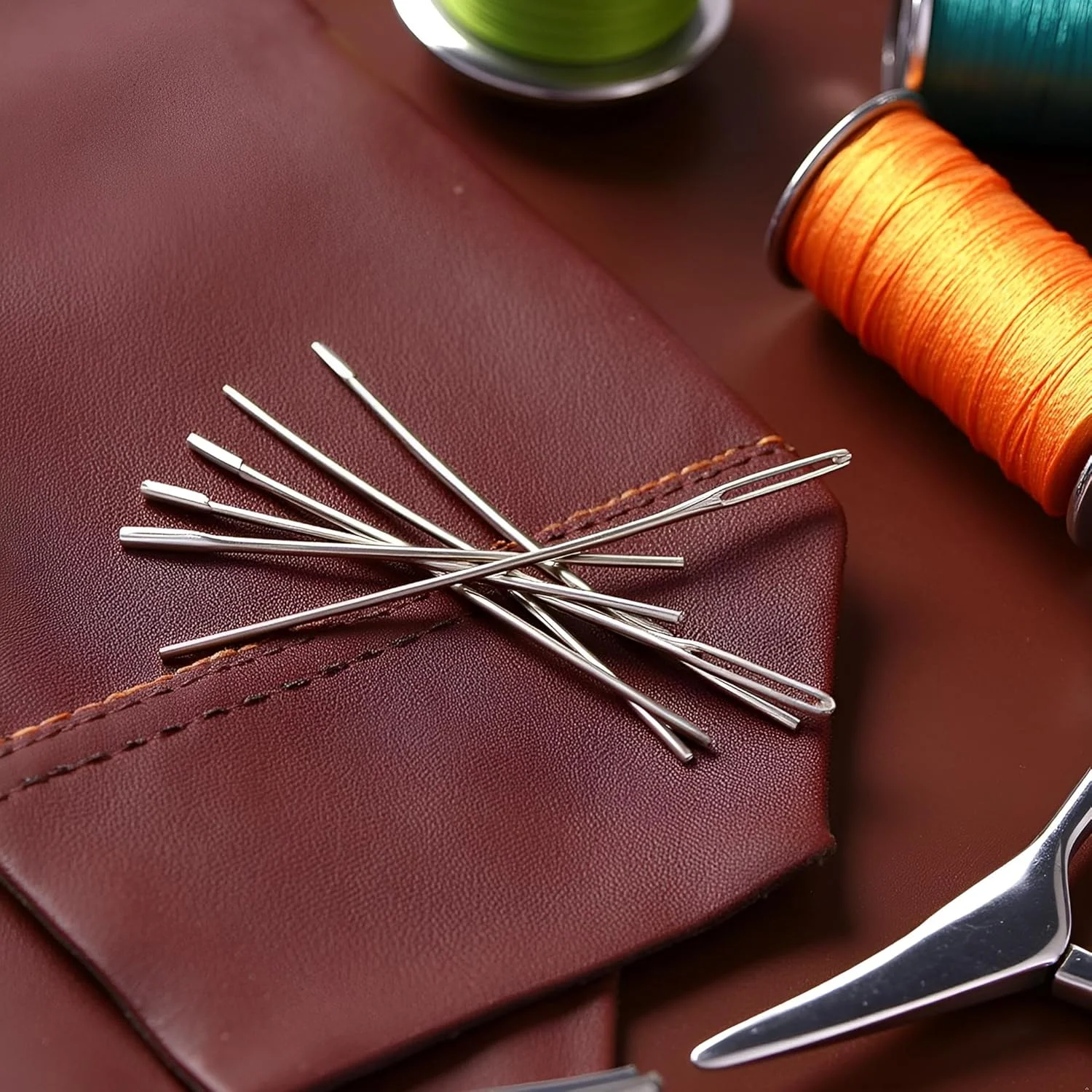 یوان هولومید ست 9 عددی سوزن فلزی چشم بزرگ نقره ای، سوزن های خیاطی چشم بزرگ، ابزار گلدوزی استیل ضد زنگ، لوازم خیاطی چرمی، سوزن های تیز خیاطی