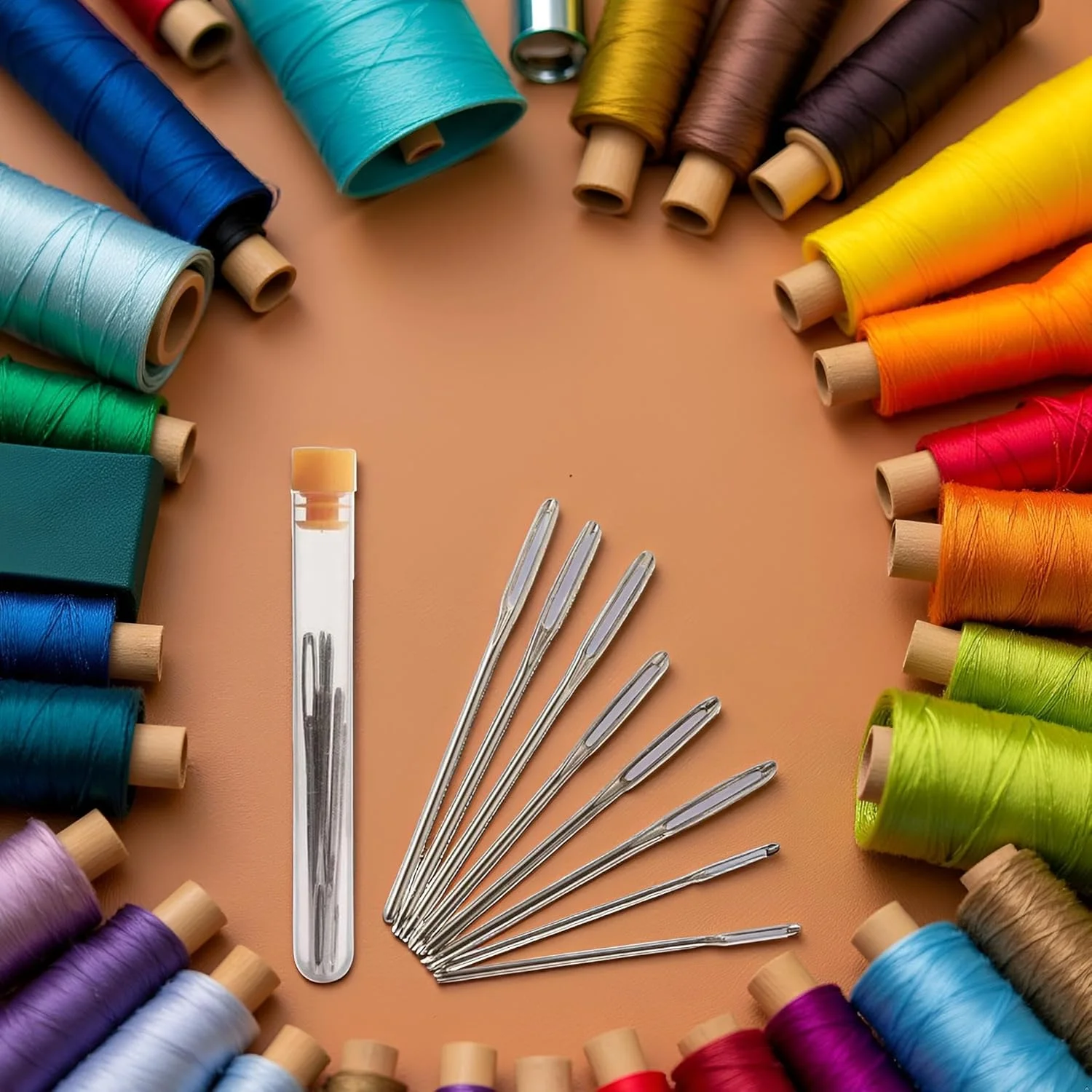 یوان هولومید ست 9 عددی سوزن فلزی چشم بزرگ نقره ای، سوزن های خیاطی چشم بزرگ، ابزار گلدوزی استیل ضد زنگ، لوازم خیاطی چرمی، سوزن های تیز خیاطی