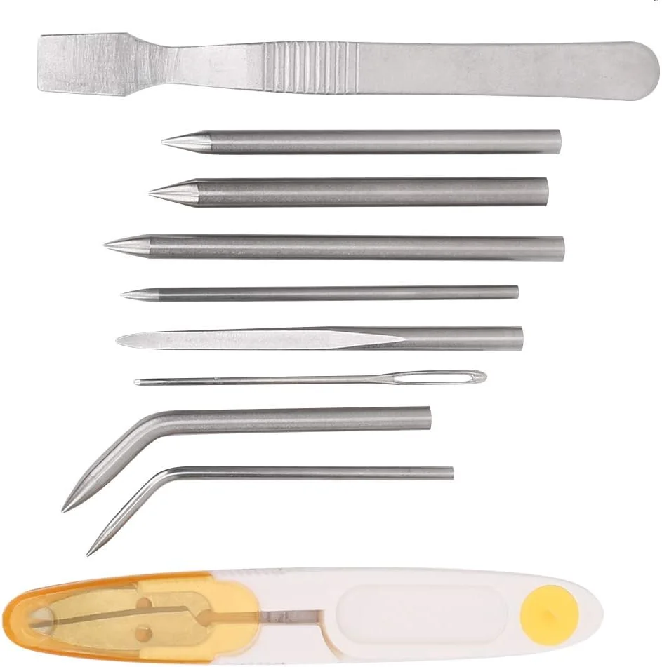 WWART سوزن پاراکورد، ست ابزار بافتنی پاراکورد سایز کوچک 10 عددی استیل ضد زنگ کاربردی با کیف نگهداری برای دستبند