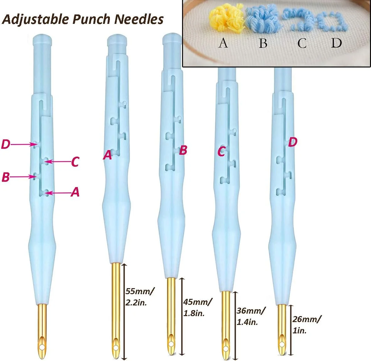 ست 21 عددی سوزن پانچ گلدوزی محور Y، شامل سوزن پانچ نخ فرش قابل تنظیم، قلم گلدوزی دسته چوبی، قلم های علامت گذاری پارچه، پارچه سوزن پانچ برای نخ گلدوزی و مبتدیان دوخت ضربدری
