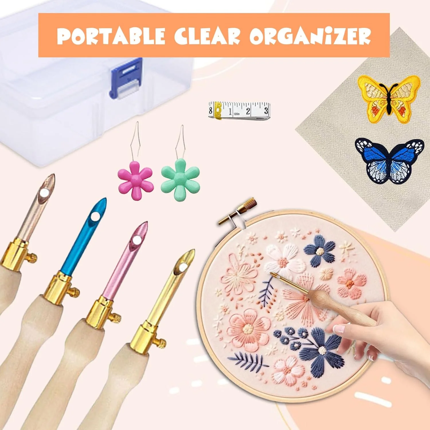 ست سوزن پانچ یابوند، کیت سوزن پانچ، کیت مبتدی گلدوزی، سوزن پانچ با دسته چوبی، سوزن پانچ قابل تنظیم برای صنایع دستی، خیاطی، گلدوزی، بسته 35 عددی ست سوزن پانچ یابوند، کیت سوزن پانچ، کیت مبتدی گلدوزی، سوزن پانچ با دسته چوبی، سوزن پانچ قابل تنظیم برای صنایع دستی، خیاطی، گلدوزی، بسته 35 عددی