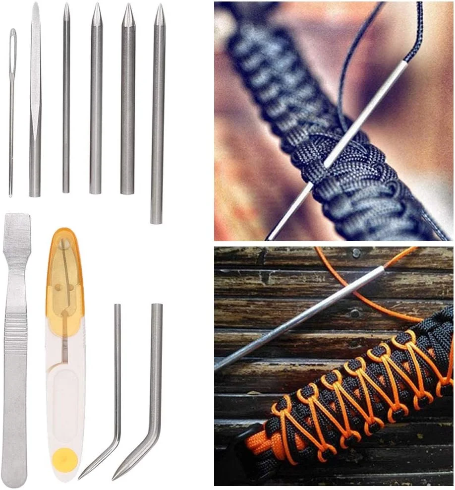 WWART سوزن پاراکورد، ست ابزار بافتنی پاراکورد سایز کوچک 10 عددی استیل ضد زنگ کاربردی با کیف نگهداری برای دستبند WWART سوزن پاراکورد، ست ابزار بافتنی پاراکورد سایز کوچک 10 عددی استیل ضد زنگ کاربردی با کیف نگهداری برای دستبند