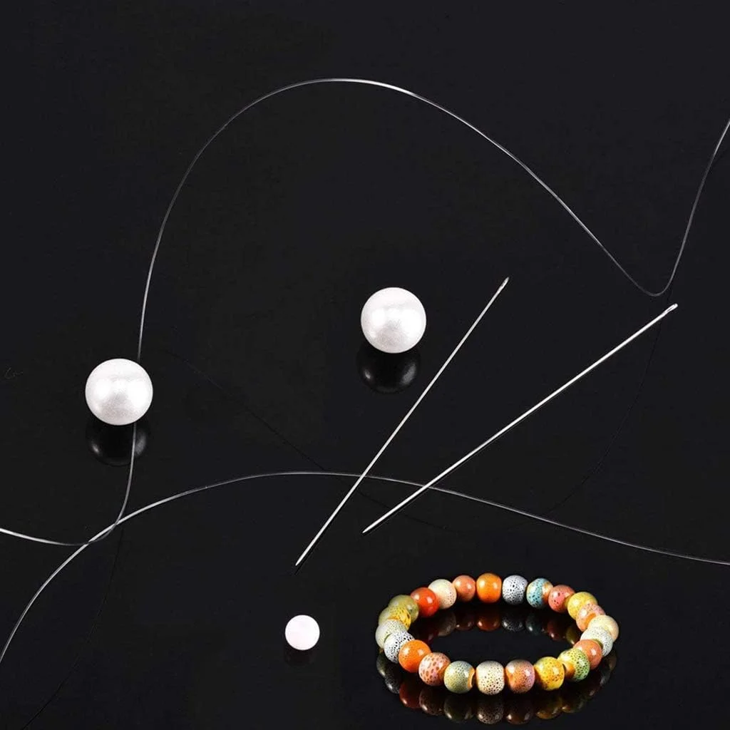 XFUYI مجموعه 47 عددی سوزن مهره دوزی، بسیار ظریف، نازک، بلند و مستقیم برای ساخت جواهرات به همراه سوزن نخ کن، کوسن سوزن دوزی، استیل ضد زنگ