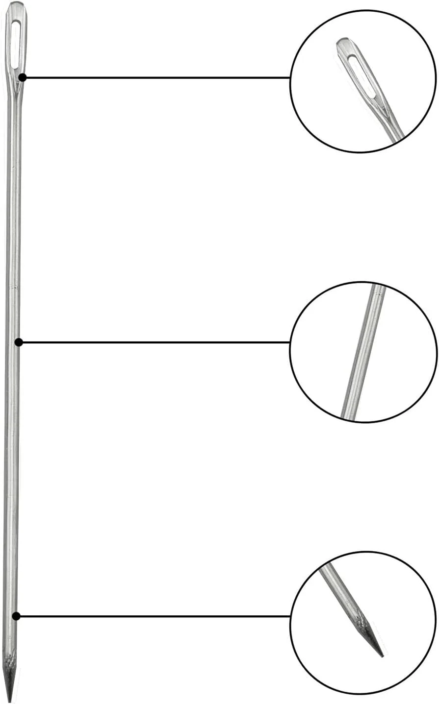 XGNG 2PCS سوزن خیاطی و بافندگی 4 اینچی، سوزن دستی، سوزن چشم بزرگ روکش، سوزن بلند دستی، گلدوزی ملیله دوزی