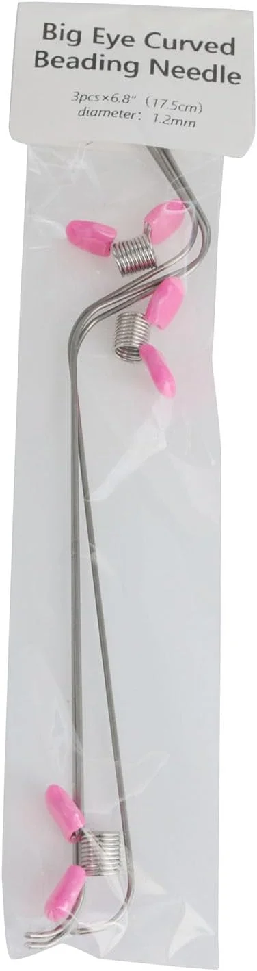 XGNG 1 ست (6 عددی) سوزن های مهره دار منحنی شکل، شامل سوزن مهره دار چرخشی، سوزن مهره دار مستقیم و نخ کش برای ساخت جواهرات، گلدوزی پولک دوزی، کاردستی DIY