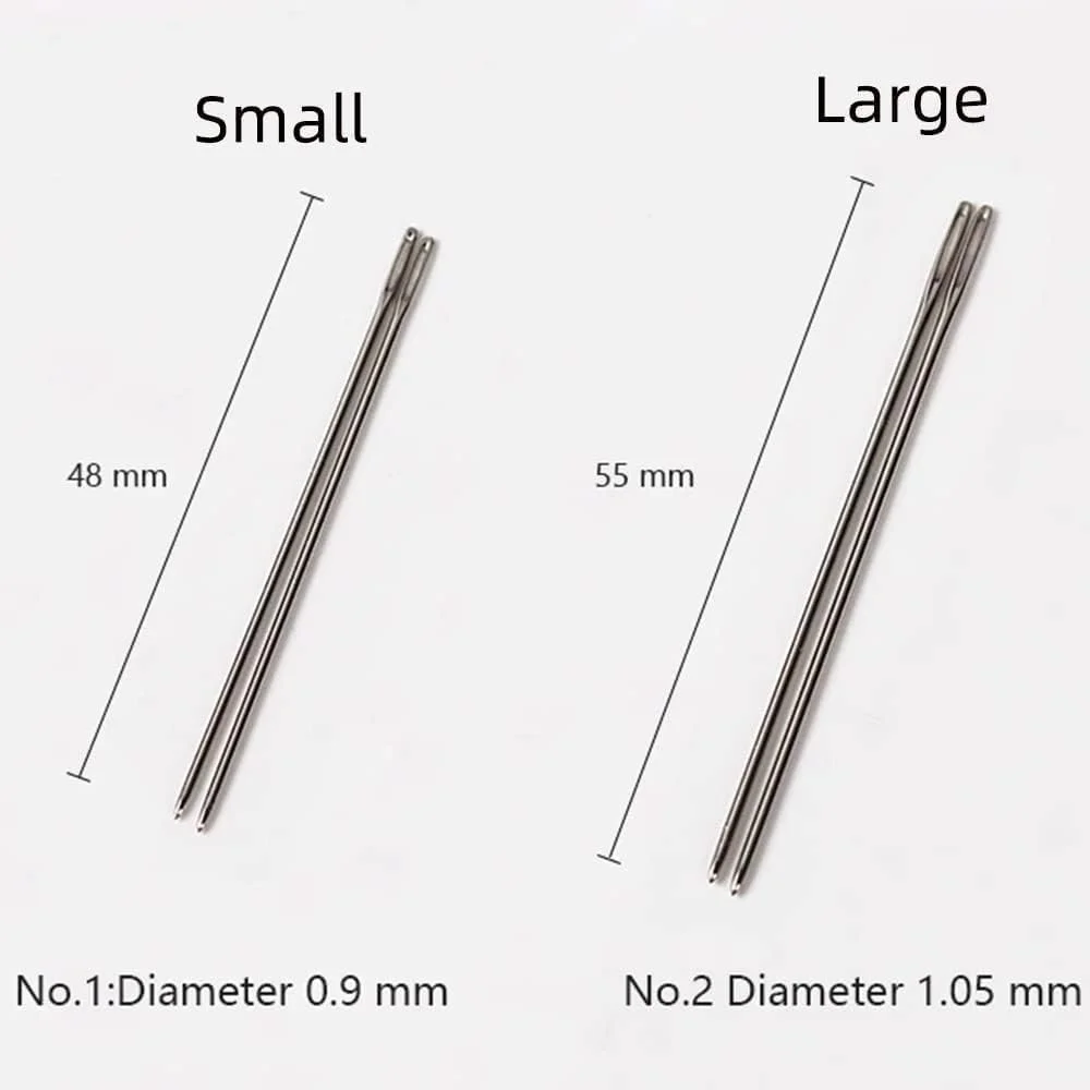 سوزن‌های چرم‌دوزی WUTA با جعبه سوزن چوبی مشکی، 24 عدد سوزن نوک گرد با چشمی بزرگ، سوزن‌های خیاطی استیل ضد زنگ برای دوخت دستی، صنایع دستی چرمی (S+L)