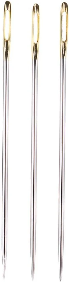 3 عدد سوزن خیاطی 69 میلی متری خود نخ کننده با چشمی بزرگ برای صنایع دستی و گلدوزی 3 عدد سوزن خیاطی 69 میلی متری خود نخ کننده با چشمی بزرگ برای صنایع دستی و گلدوزی