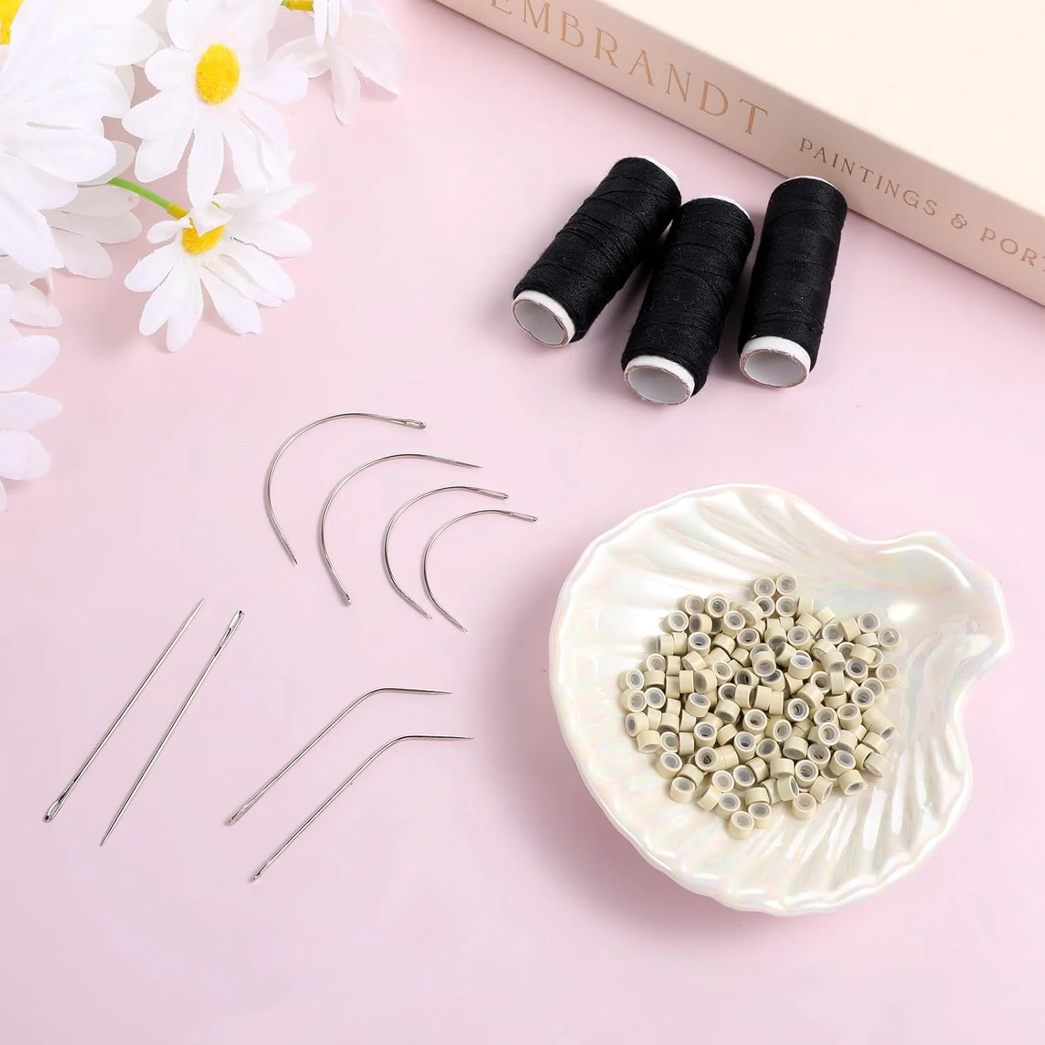 ست سوزن و نخ برای مو، بسته ترکیبی سوزن بافت، ابزار حرفه ای اکستنشن مو، ست نخ و سوزن خیاطی، نخ مشکی با 8 عدد سوزن برای دوخت اکستنشن مو و ساخت کلاه گیس ست سوزن و نخ برای مو، بسته ترکیبی سوزن بافت، ابزار حرفه ای اکستنشن مو، ست نخ و سوزن خیاطی، نخ مشکی با 8 عدد سوزن برای دوخت اکستنشن مو و ساخت کلاه گیس