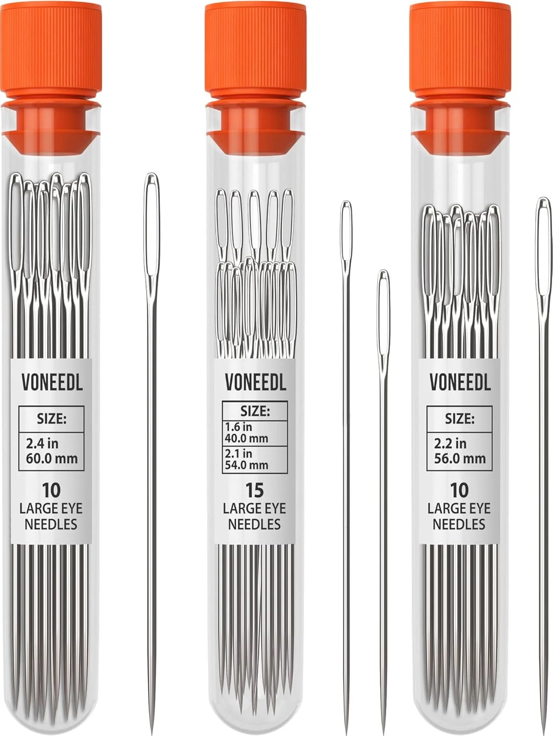 VONEEDL بسته 35 عددی سوزن های خیاطی دستی چشم بزرگ و تیز در 4 اندازه مختلف - سوزن های گلدوزی با نخ کشی آسان - ایده آل برای لحاف دوزی، کاردستی، رفو، بافت، قلاب بافی و DIY VONEEDL بسته 35 عددی سوزن های خیاطی دستی چشم بزرگ و تیز در 4 اندازه مختلف - سوزن های گلدوزی با نخ کشی آسان - ایده آل برای لحاف دوزی، کاردستی، رفو، بافت، قلاب بافی و DIY