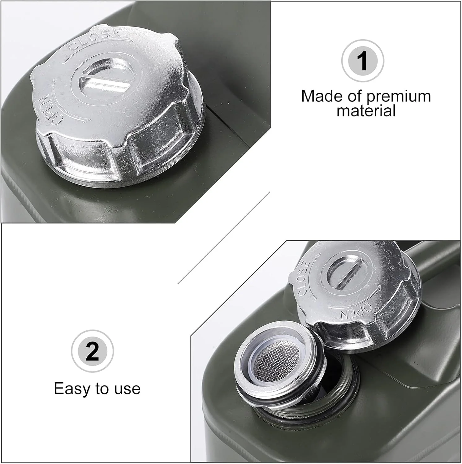 باک بنزین XHGRQAS با ظرفیت 5 لیتر، رنگ سبز، مناسب خودرو، بشکه روغن یدکی، ضد الکتریسیته ساکن، قابل حمل، عمودی، ضخیم شده، قوطی بنزین حلبی، مخزن سوخت، گالن بنزین