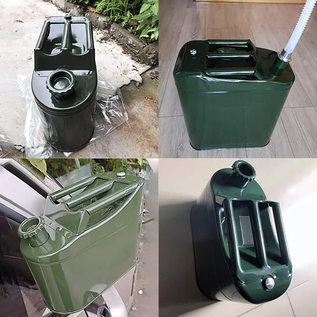 گالن بنزین فلزی XHGRQAS با ظرفیت بالا، گالن سوخت فلزی قابل حمل، مناسب برای خودرو، کشتی کوچک، ماشین چمن زنی، مسافرت، کمپینگ، مخزن بنزین، 15 لیتر