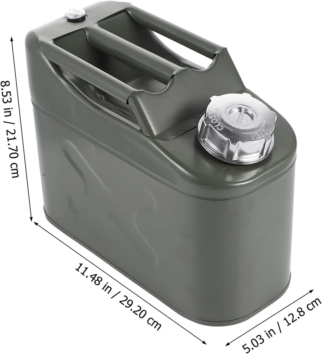 باک بنزین XHGRQAS با ظرفیت 5 لیتر، رنگ سبز، مناسب خودرو، بشکه روغن یدکی، ضد الکتریسیته ساکن، قابل حمل، عمودی، ضخیم شده، قوطی بنزین حلبی، مخزن سوخت، گالن بنزین