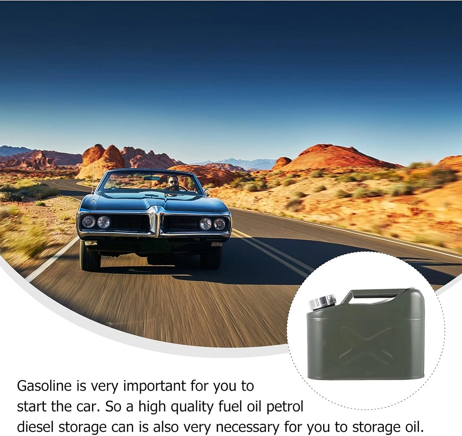 باک بنزین XHGRQAS با ظرفیت 5 لیتر، رنگ سبز، مناسب خودرو، بشکه روغن یدکی، ضد الکتریسیته ساکن، قابل حمل، عمودی، ضخیم شده، قوطی بنزین حلبی، مخزن سوخت، گالن بنزین