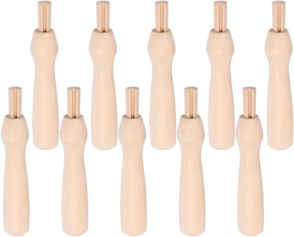 VICASKY 10 عدد دسته چوبی برای سوزن های نمد دوزی، دسته سوزن پانچ، دسته چوبی سوزن پوکر، دسته سوزن گلدوزی، جایگزین برای ابزارهای نمد دوزی سوزنی