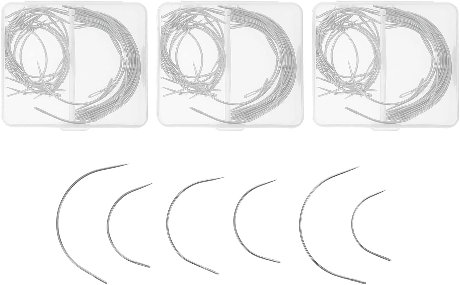 سوزن های بافتنی واکیوم، 40 عدد سوزن چرمی منحنی، سوزن های خیاطی دستی، سوزن های بافتنی فلزی، پین ساخت صنایع دستی برای تعمیر چرم، فرش، بوم، کلاه گیس بافته شده